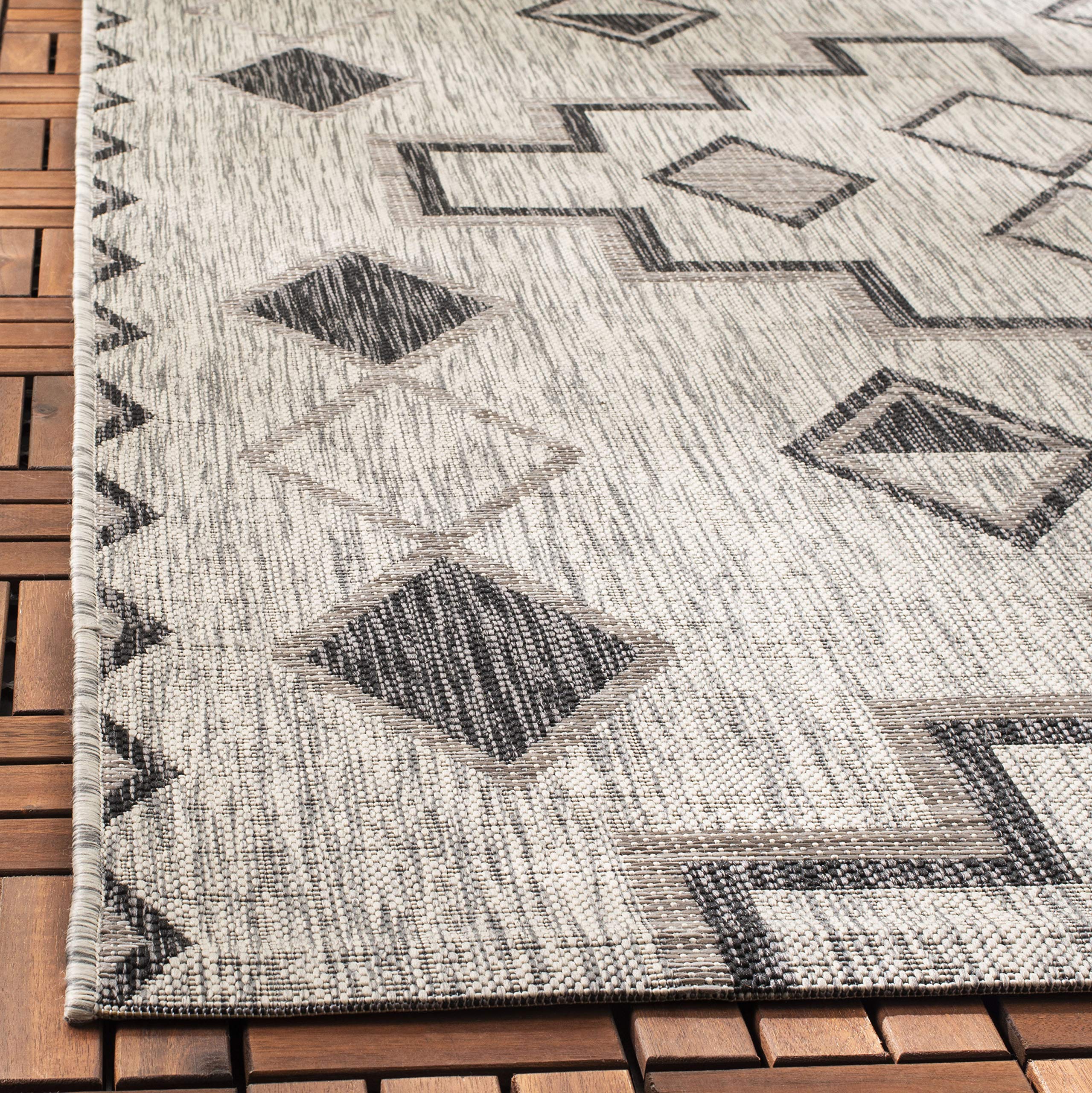SAFAVIEH Courtyard Collection 8' x 10' Grey/Black Indoor Outdoor Waterproof Rug - Easy to Clean, Stain Resistant for Patio, Backyard, Mudroom, Porch & Deck (Model CY8533)