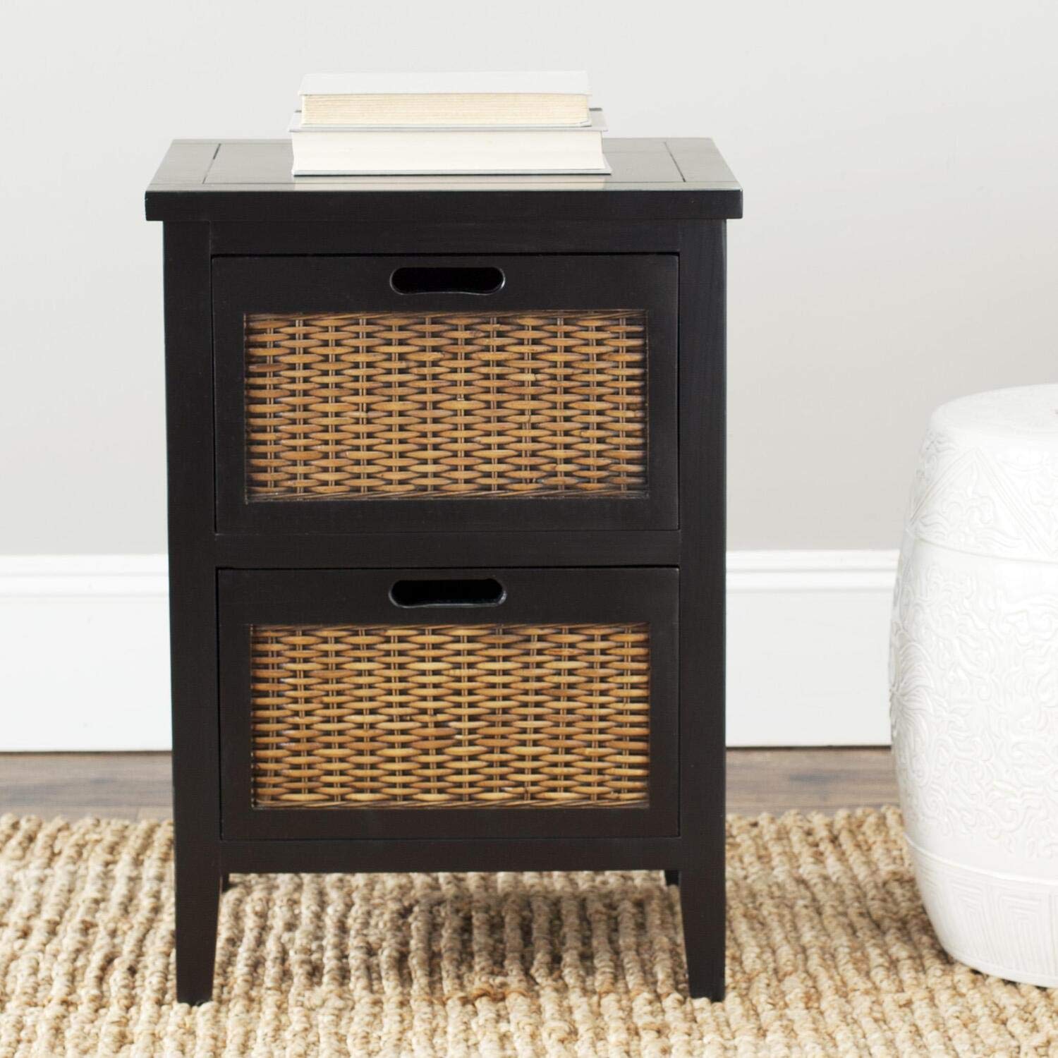 Safavieh American Homes Collection Jonah Grey 2-Drawer End Table - Modern Nightstand for Bedroom, Living Room & Office - Stylish Storage Side Table with Drawers