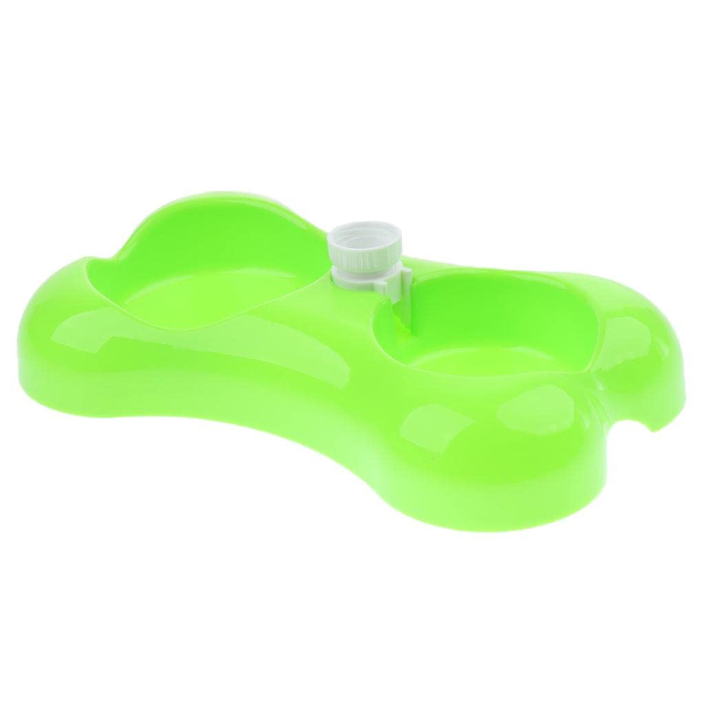 SECRET DESIRE Pet Water Fountain - Double Bowl Dog Cat Feeder with Food & Water Dispenser, BPA-Free Plastic, Green | Perfect for Home, Office & Travel Use