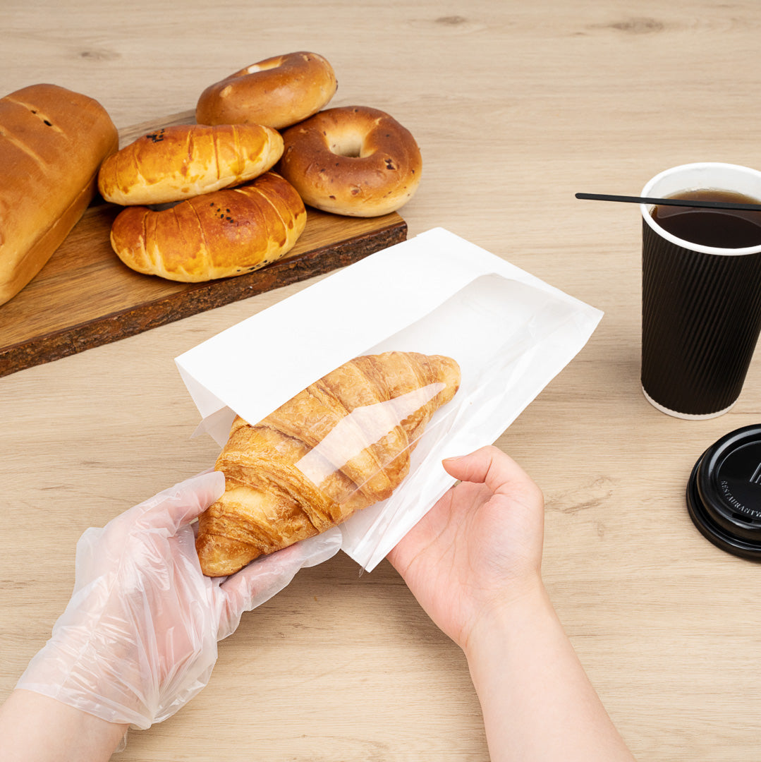 Premium White Small Bread Bags with Side Window - 4.75