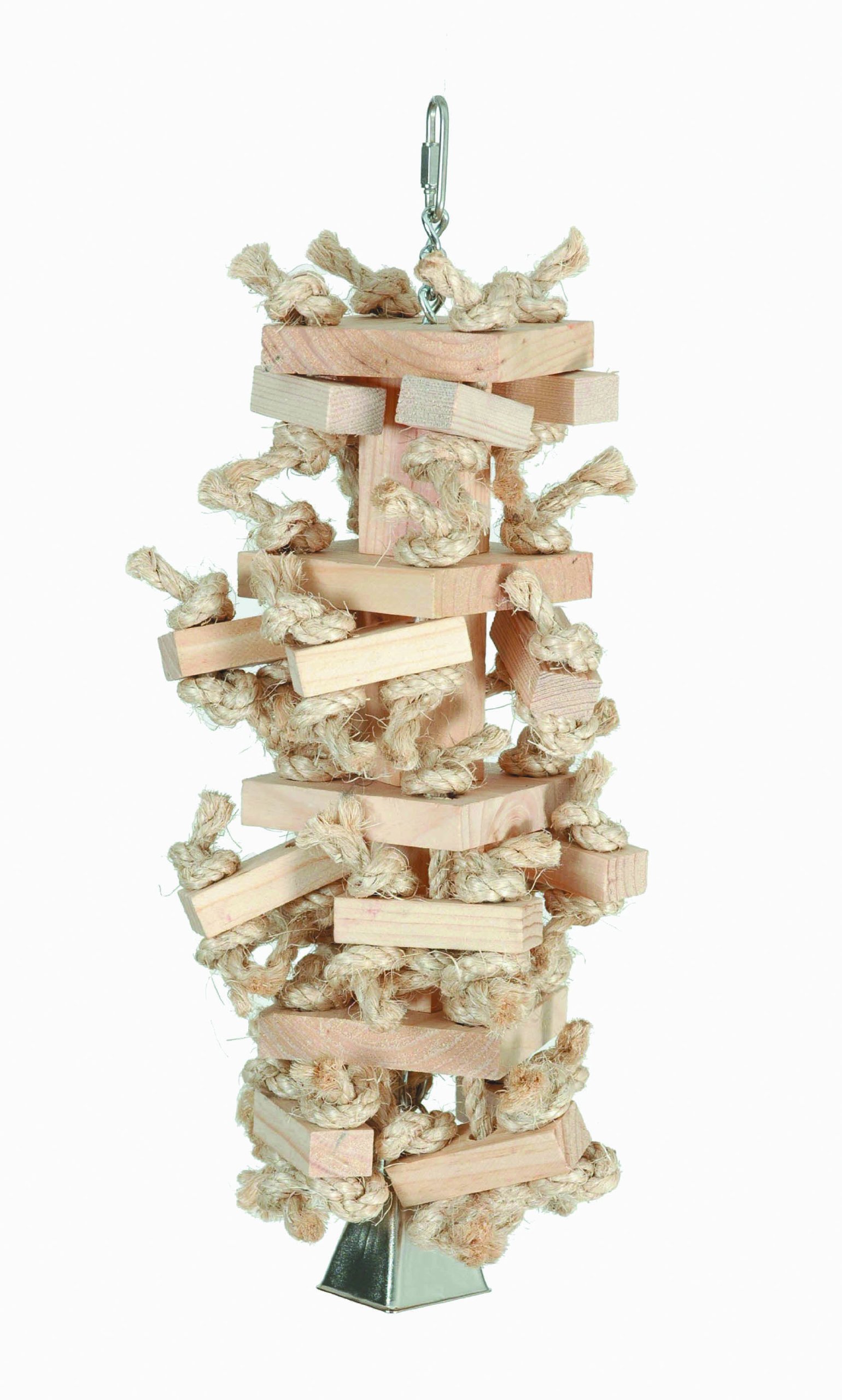 Featherland Paradise Knots N Blocks Natural Wood Large Bird Toy for Parrots, Cockatoos & Macaws | Durable Chewing & Climbing Activity for Pet Birds | Cage & Play Gym Accessory