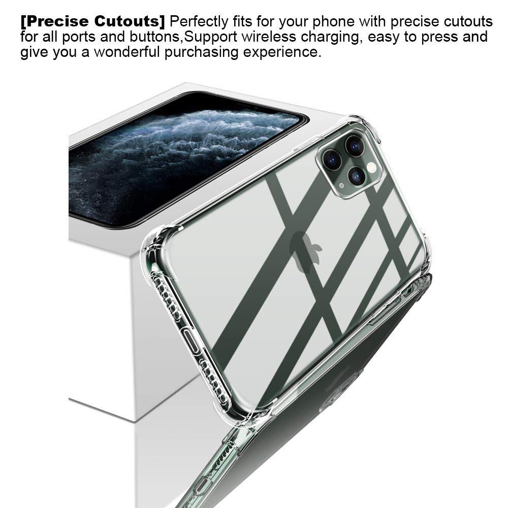 [2-Pack] Crystal Clear Protective Case for iPhone 11 Pro Max 6.5 Inch (2019) - Slim Fit, Shockproof & Scratch Resistant Cover | Perfect for Daily Use, Work & Outdoor Activities