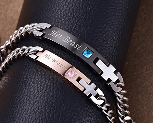 Stylish Stainless Steel Couple Bracelets - Matching Love Jewelry Gifts for Him & Her - Perfect for Anniversaries, Valentine's Day & Romantic Dates