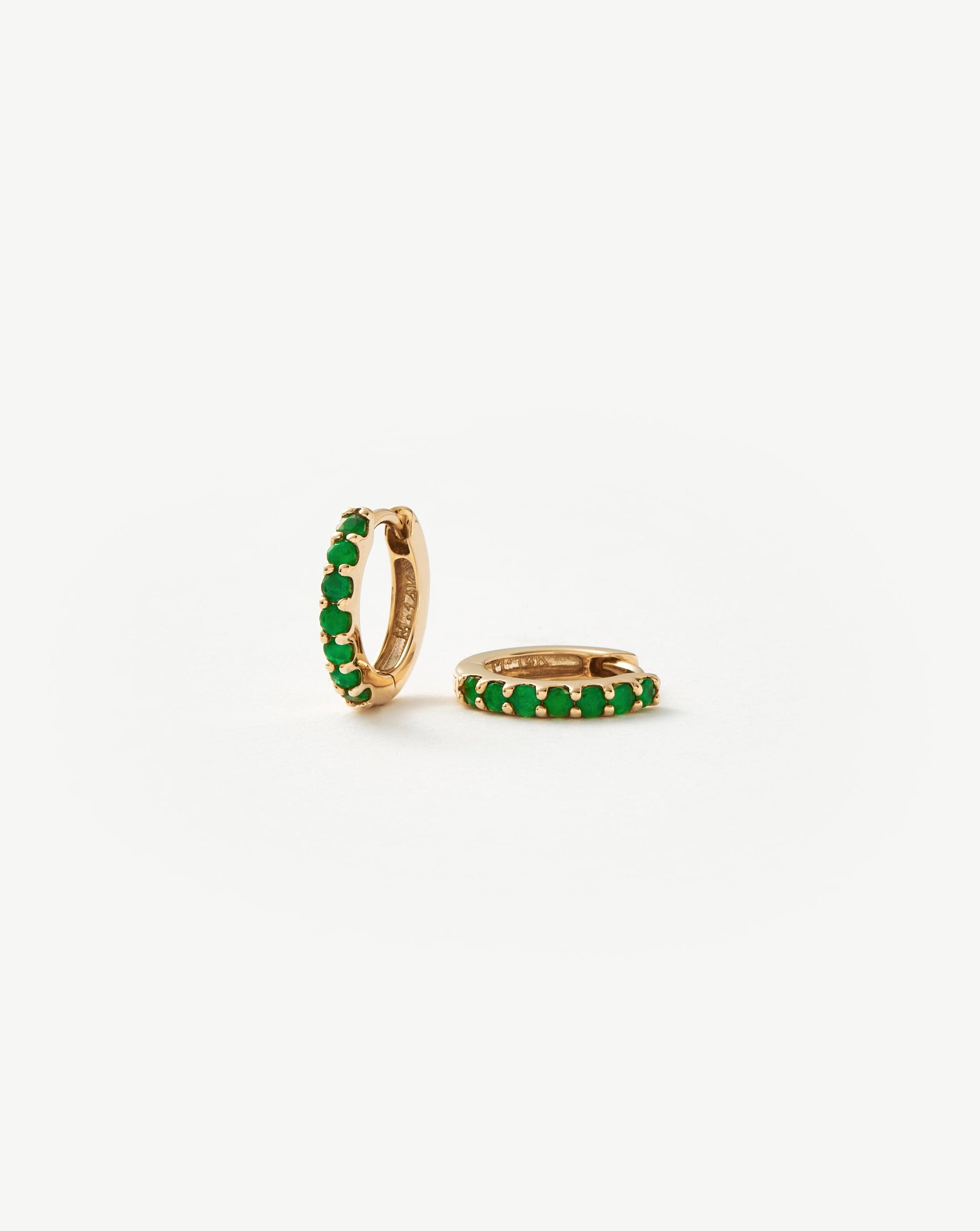 Fine Emerald Huggie Earrings – Elegant Green Gemstone Studs for Women | Perfect for Daily Wear, Parties & Special Occasions