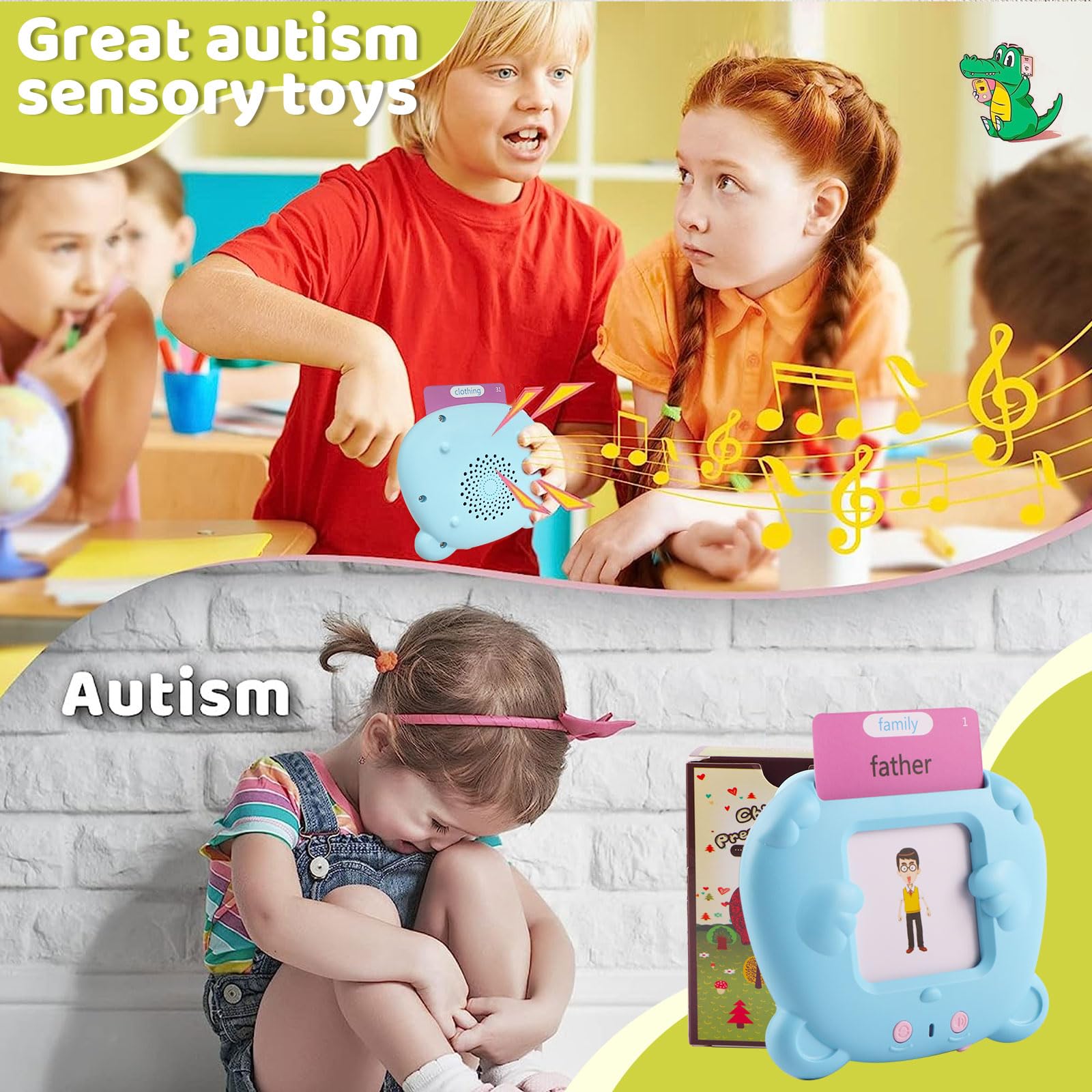 Talking Flash Cards for Toddlers 1-5 Years - 224 Sight Words Learning Toys for Preschool Kids | Autism Sensory & Montessori Educational Gifts