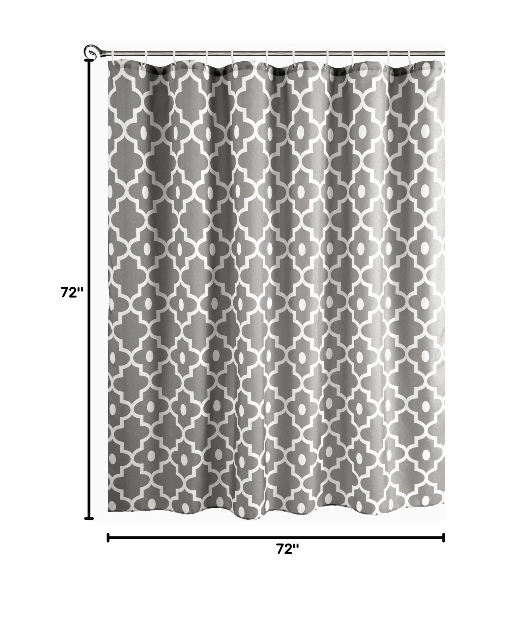 Biscaynebay Textured Fabric Shower Curtain 72x72 Inches - Silver Grey Morocco Pearl Printed Linen Bath Curtain for Modern Luxury Bathroom | Hotel Quality, Machine Washable | Perfect for Spa, Master Bath & Guest Room Decor