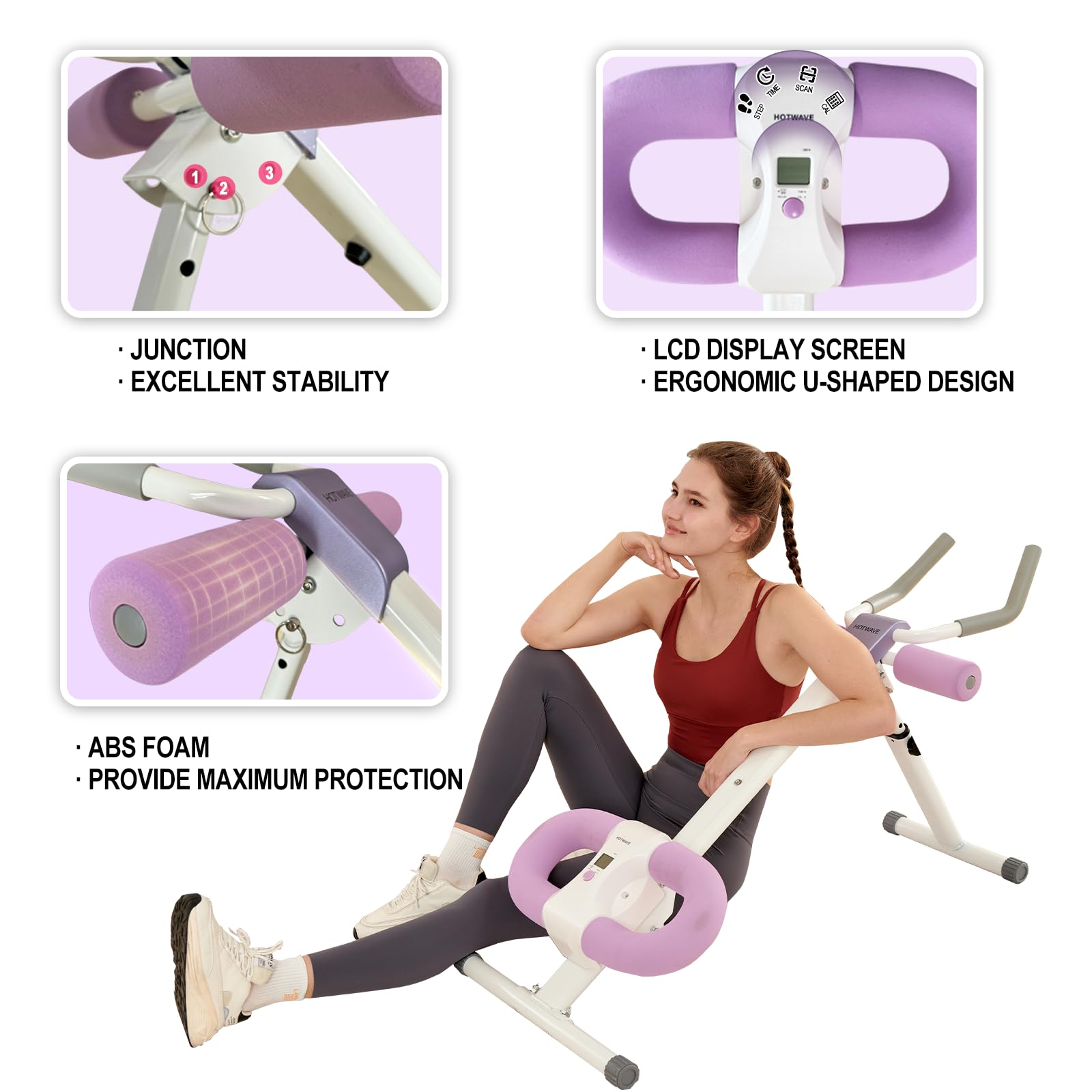 Adjustable Ab Machine for Home Gym - Foldable Abdominal Trainer with LCD Monitor for Core & Stomach Workout | Perfect for Home Fitness, Office Exercise & Strength Training