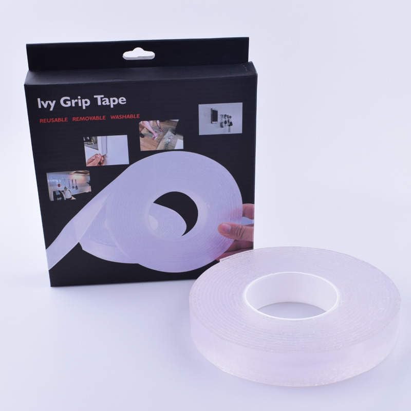 Strong Heavy Duty Double Sided Tape - Washable Acrylic Adhesive Foam Tape for Glass, 3mm Thick x 2mm Width x 3m Length - Transparent & Reusable - Perfect for Home Decor, DIY Projects, and Office Organization