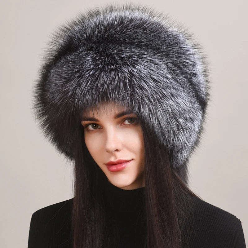 Women's Winter Bomber Hat - Genuine Natural Fox Fur Cap for Cold Weather, Outdoor Activities & Fashion | Cozy & Stylish for Skiing, Snowboarding & Winter Travel