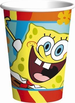 SpongeBob SquarePants Character Paper Cups - 8 Pack Party Supplies for Kids Birthday, Picnic & Summer BBQ Disposable Drinkware