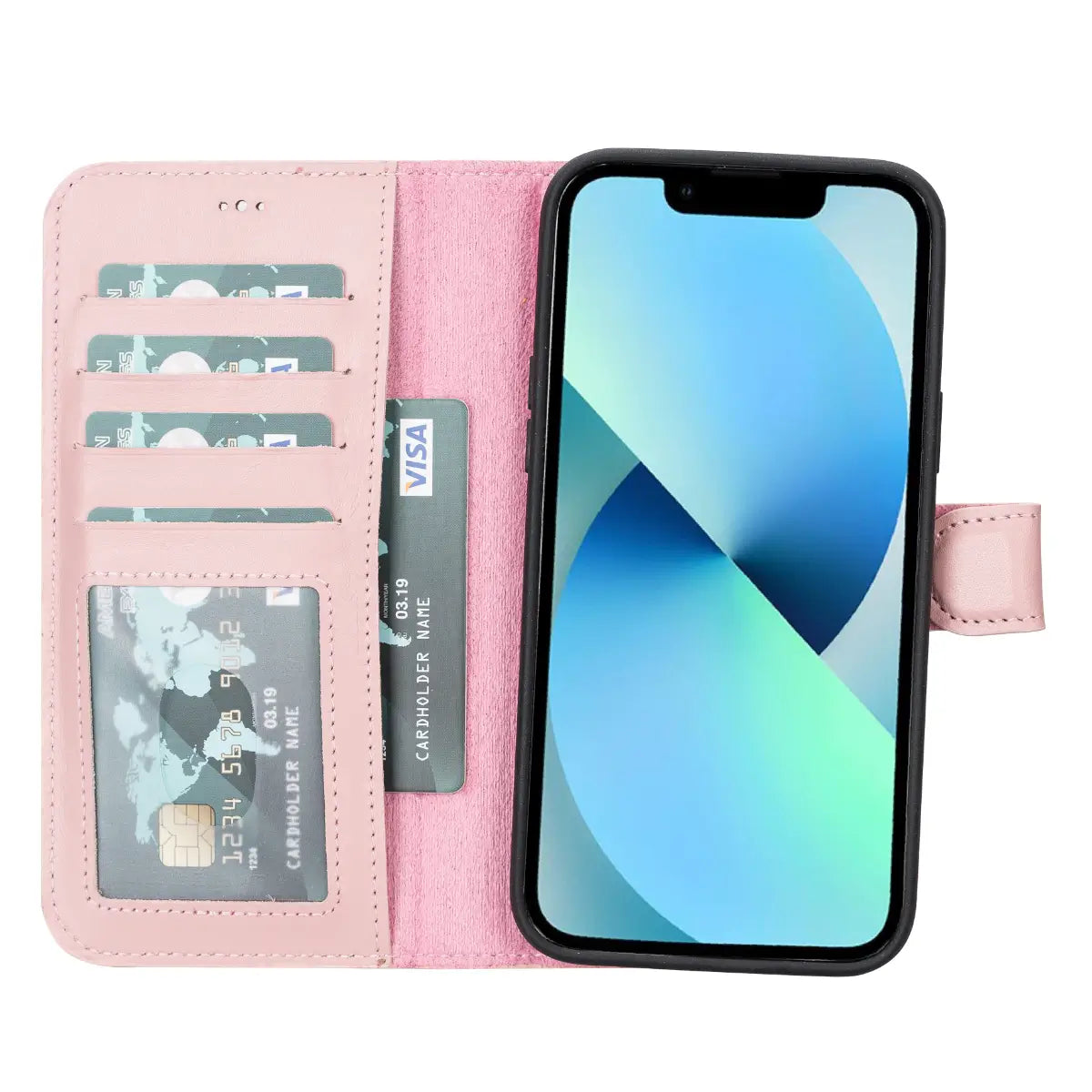 Pink Leather Wallet Case for iPhone 14 Plus - Slim Protective Phone Cover with Card Slots | Perfect for Everyday Use, Travel & Shopping