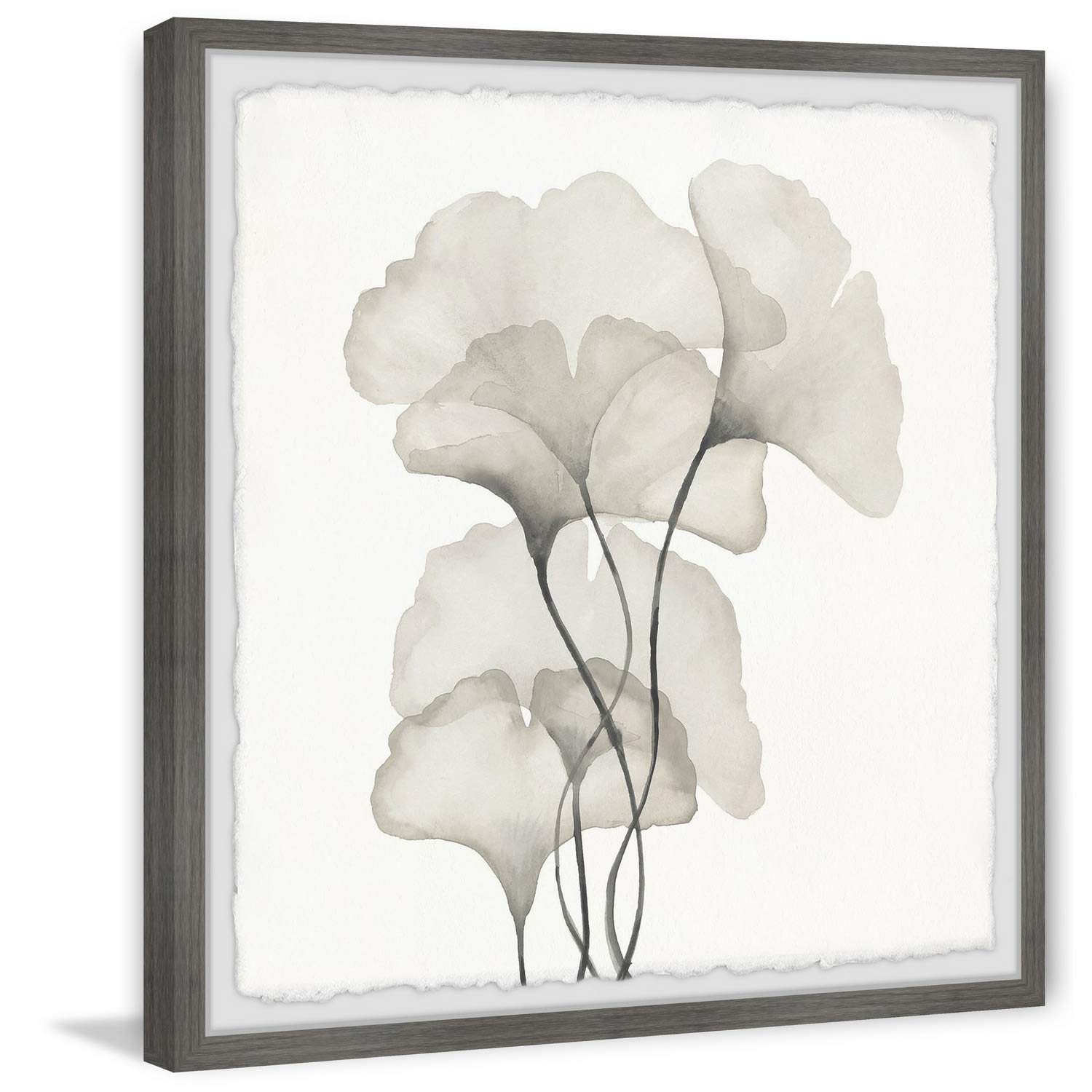 Marmont Hill Ginkgo Biloba Leaves Framed Canvas Art Print 18x18 - Nature-Inspired Wall Decor for Living Room, Bedroom & Office