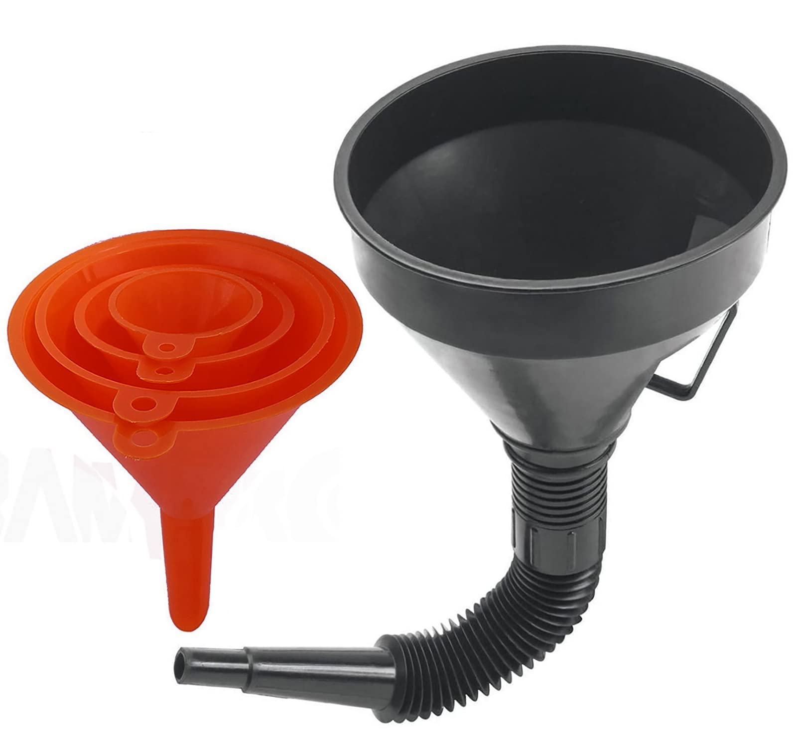 KAKO 5-Pack Automotive Funnels Set - Wide Mouth Large Funnel for Oil Change, Fuel Transfer & Fluid Maintenance | Durable Car Accessories for DIY Mechanics & Garage Use
