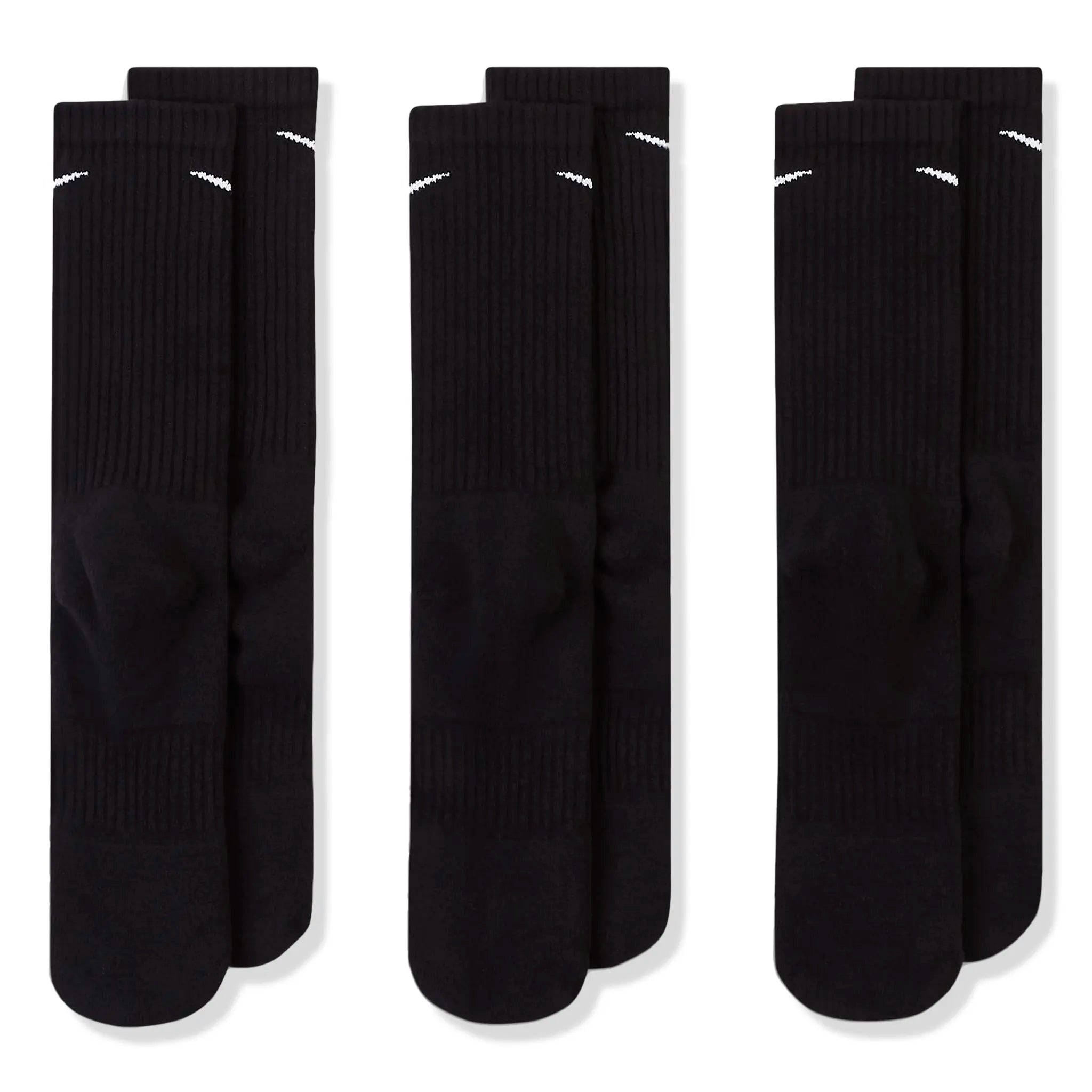 Nike Everyday Cushioned Training Black Crew Socks - 3 Pairs Pack for Men & Women - Comfortable Athletic Socks for Running, Gym Workouts and Daily Wear