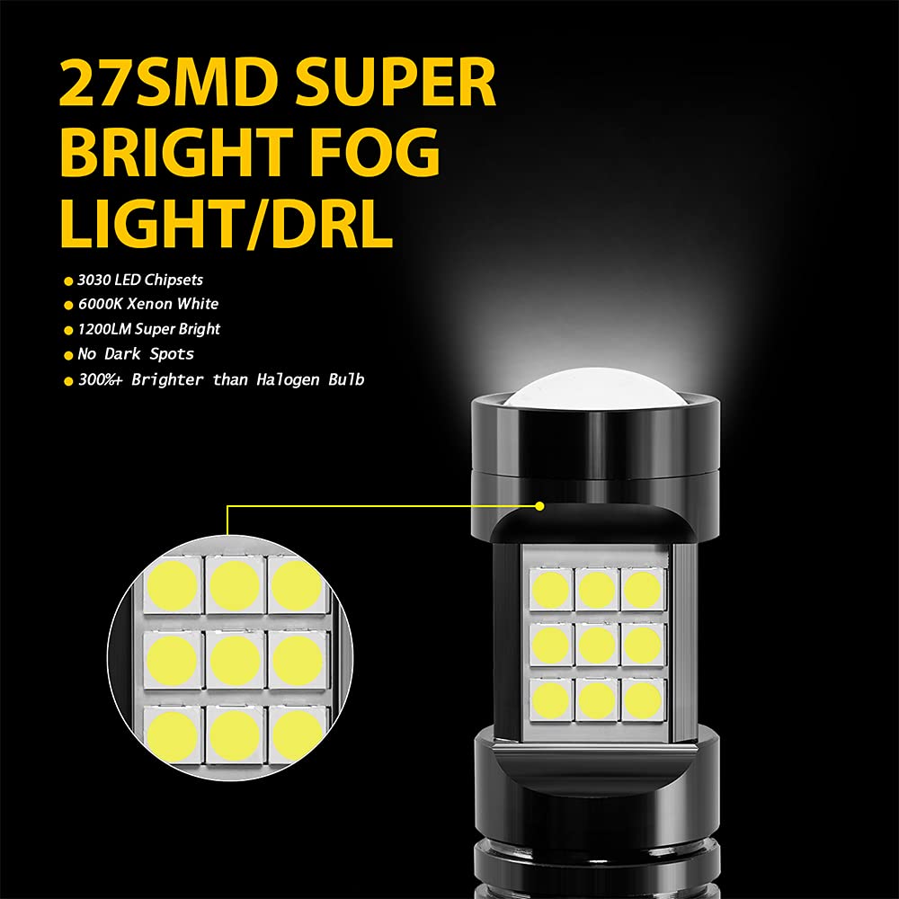 AUXLIGHT 9006 LED Fog Light Bulbs - 2400 Lumens Super Bright HB4 9006LL 9006XS Replacement - 6000K Xenon White - Perfect for Cars & Trucks - Enhanced Visibility in Fog, Rain & Night Driving