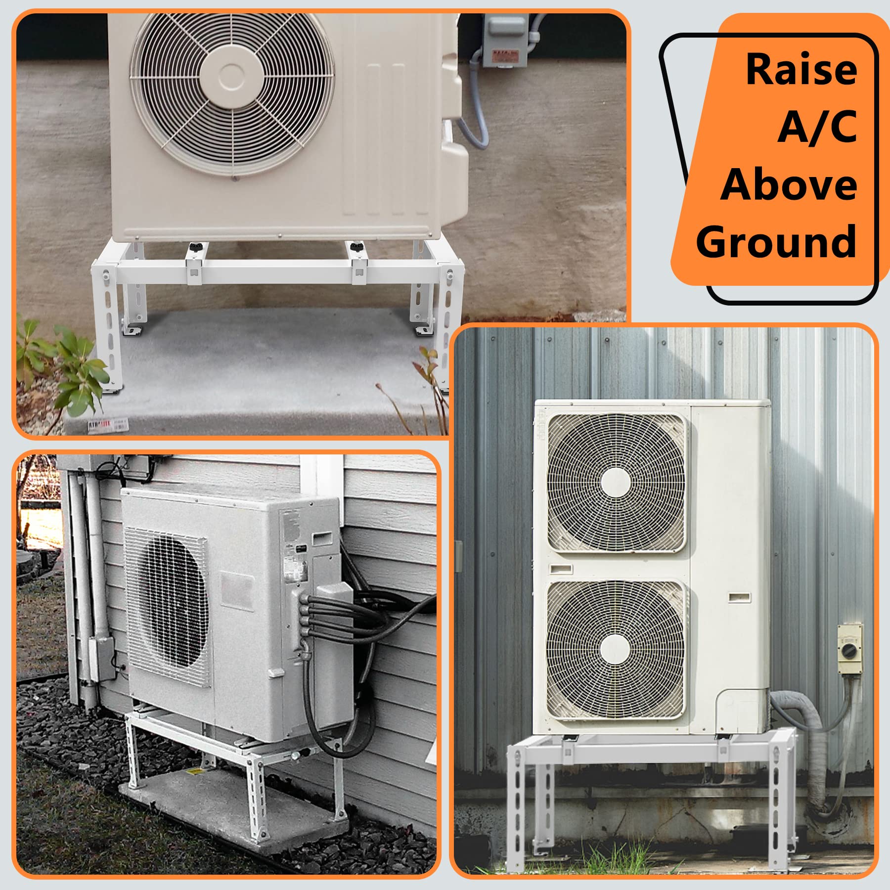 GCGOODS Heavy Duty Mini Split Ground Stand - Supports 9,000-18,000 BTU Ductless AC/Heat Pump Systems with 400 LB Capacity | Outdoor Installation for Homes & Businesses