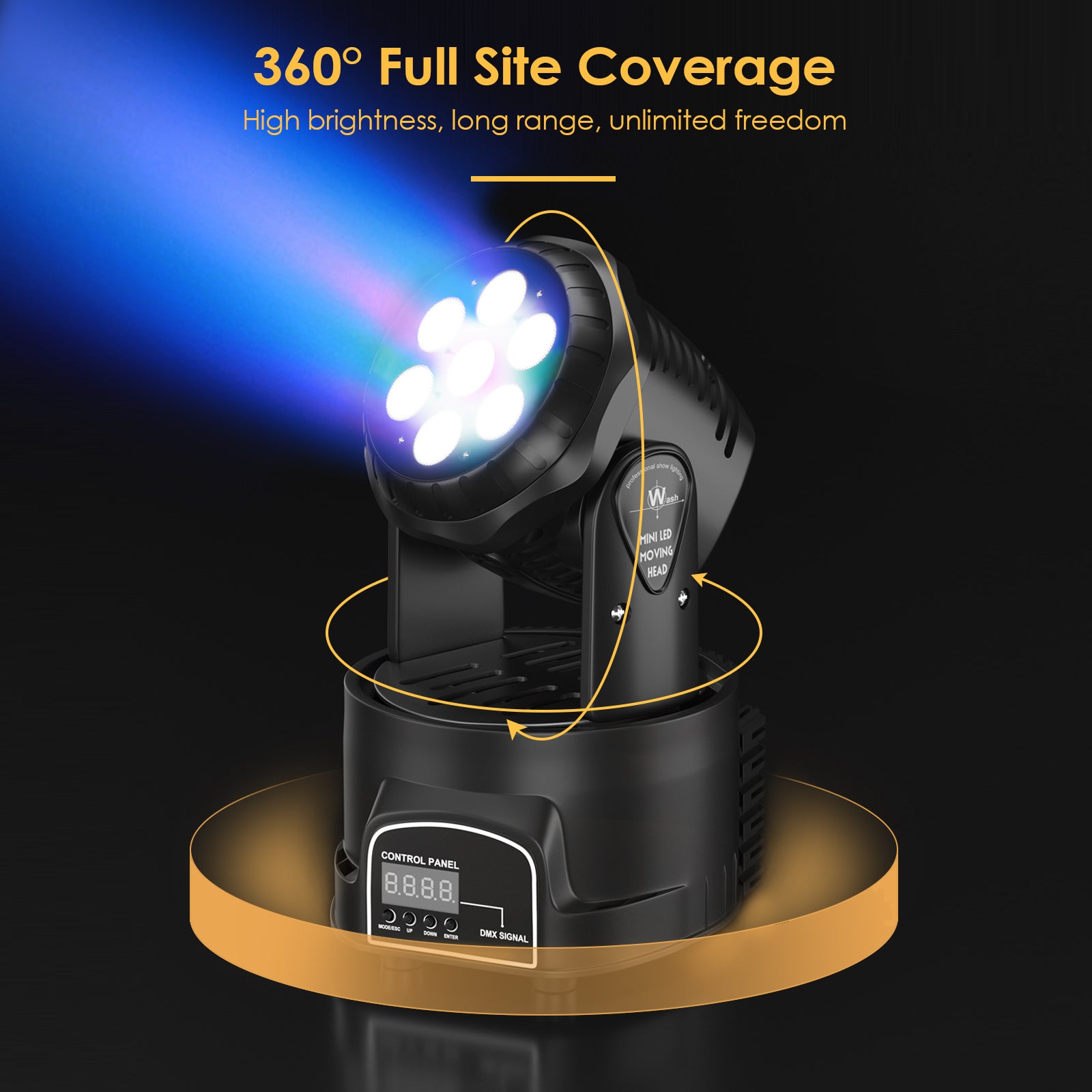 1/2/4 Set 7x10W Moving Head Stage Light - 70W 7 LED RGBW DMX DJ Disco Lighting for Party, Club, Concert and Stage Performances