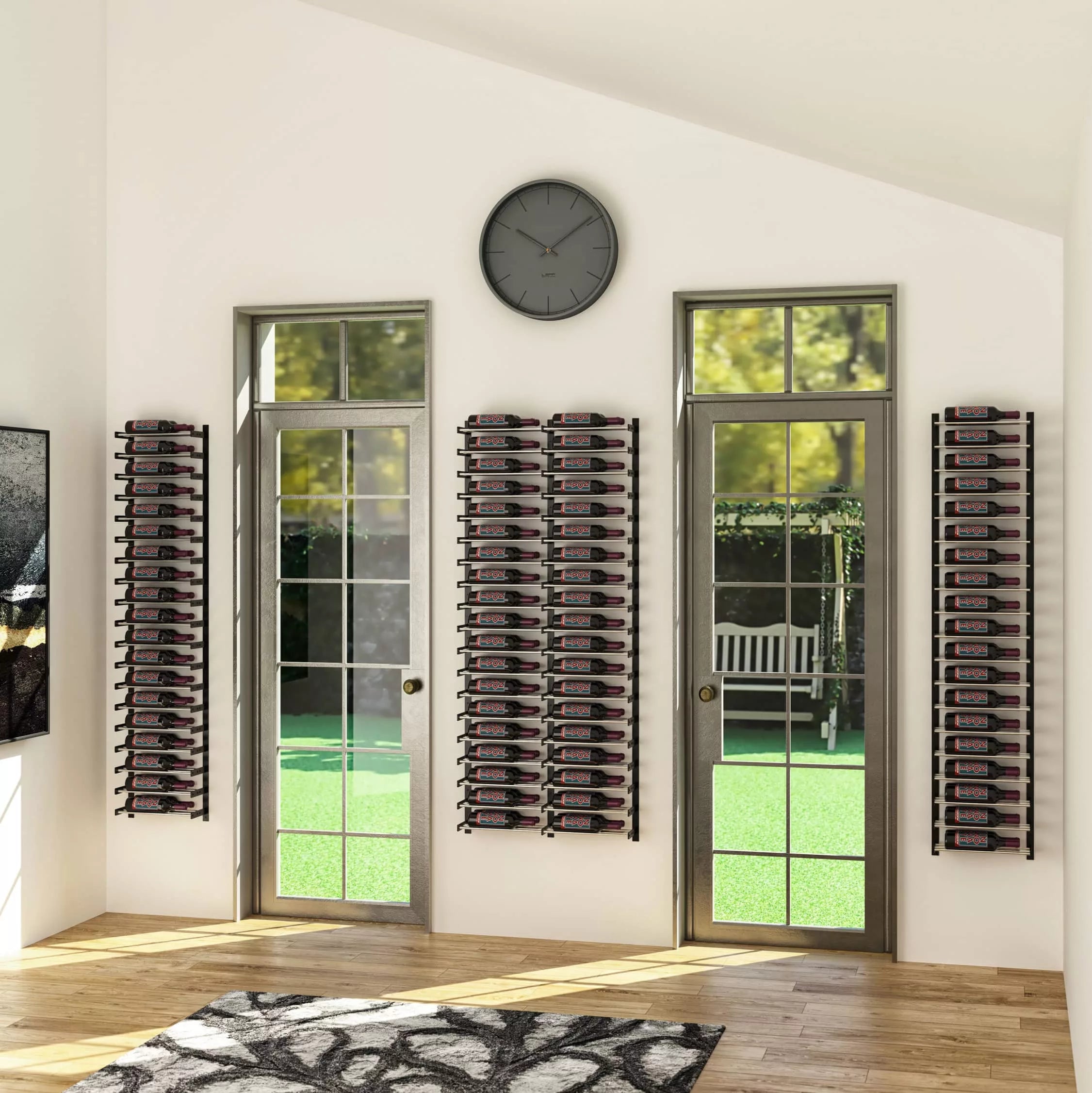 VintageView Evolution 75-Inch Wall Mounted Wine Rack Kit - Holds 15 to 45 Bottles - Space Saving Wine Storage Solution for Home Bar, Kitchen, Dining Room & Wine Cellar Organization