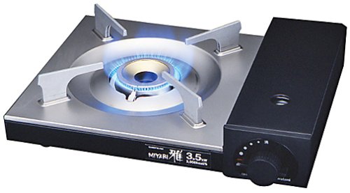 MIYABI IWATANI CB-WA-35 Portable Gas Stove Burner - Black & Gold - Perfect for Camping, Outdoor Cooking & Emergency Use