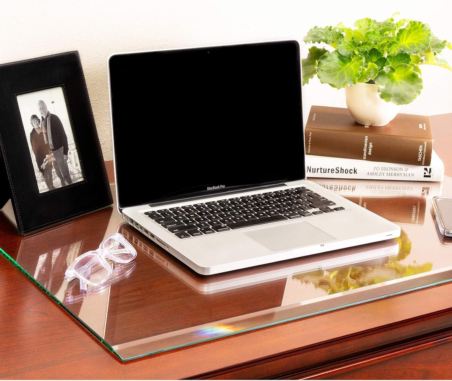 Premium Tempered Glass Desk Pad with Beveled Edge - 20