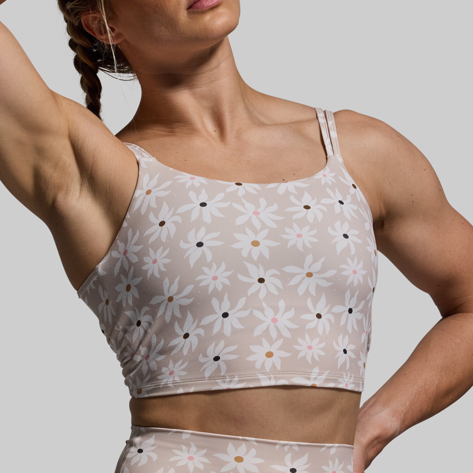 Don't Get It Twisted Sports Bra - Daisy Print High Support Workout Top for Running, Yoga & Gym | Women's Athletic Wear