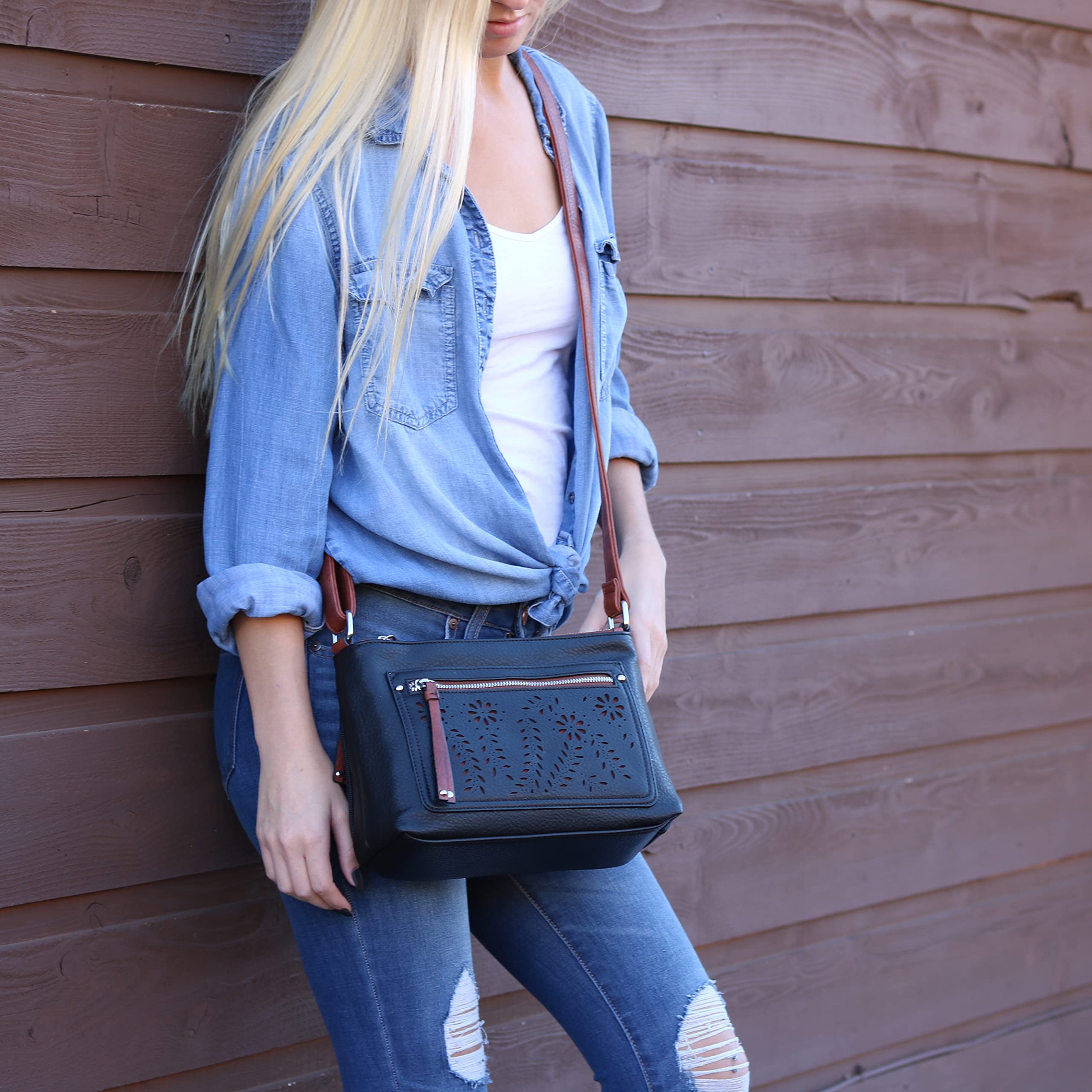 Hailey Concealed Carry Crossbody Purse - Women's Faux Leather Handbag with Locking Gun Compartment, Adjustable Strap & RFID Protection | Perfect for Everyday Carry, Travel & Self-Defense