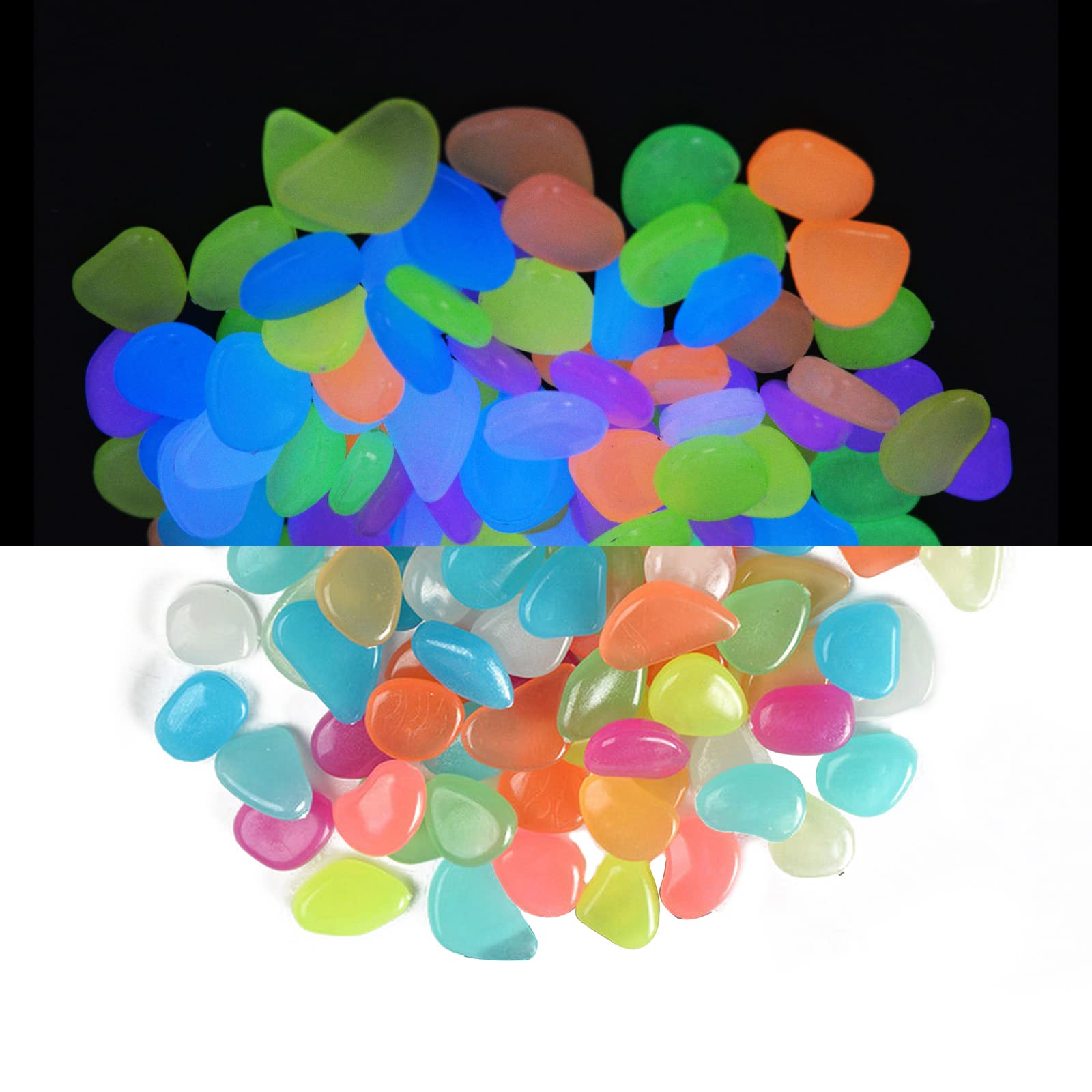 Glow in the Dark Rocks - 200PCS Luminous Stones for Garden, Fish Tank, Landscape Decor | Outdoor Patio, Lawn & Yard Lighting Kit | Perfect for Nighttime Garden Accents, Aquarium Decorations & Pathway Markers