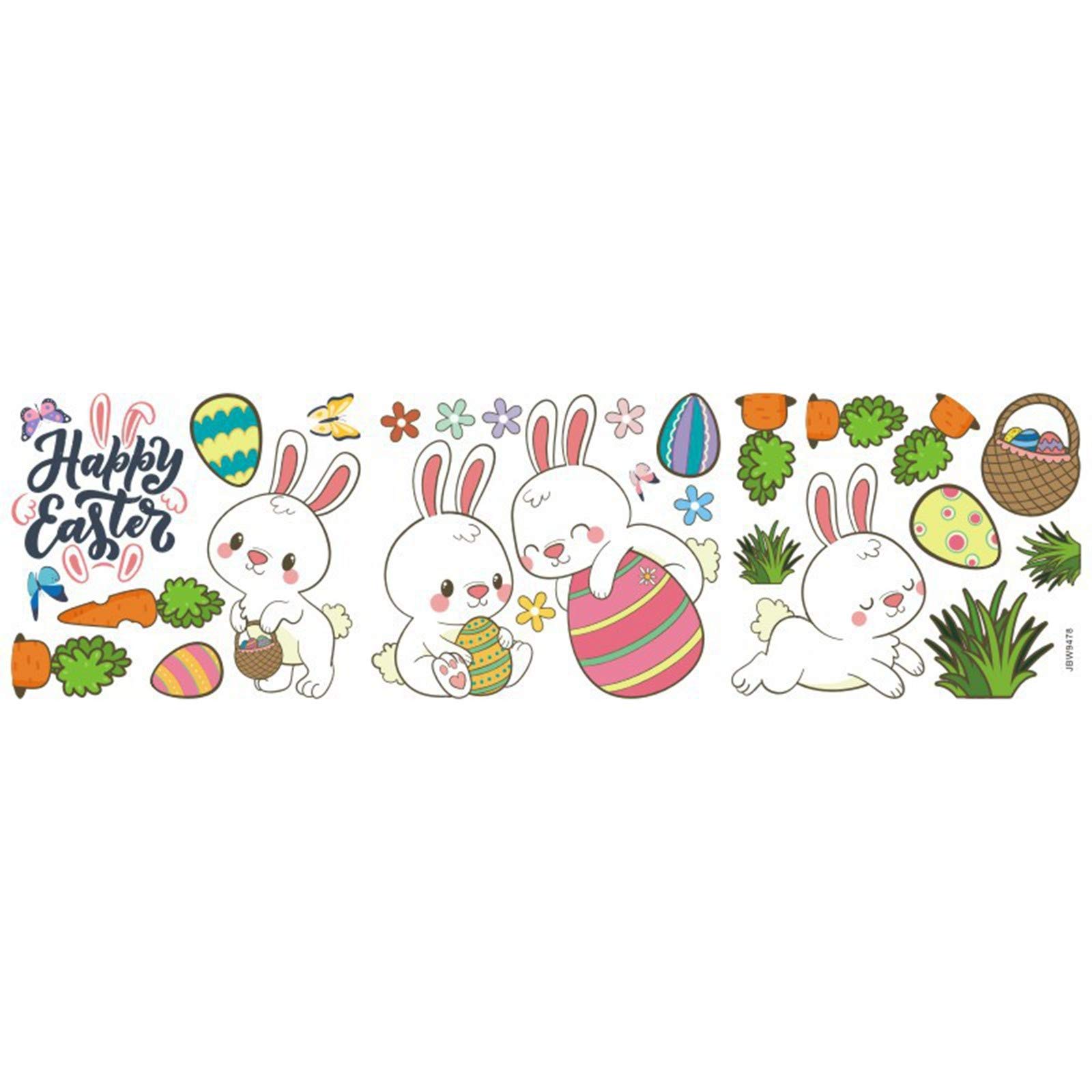 Celendi Family Easter Wall Decor - Rabbit Cartoon Window Stickers for Bedroom & Home Decoration | Perfect for Easter Party, Kids Room & Nursery Decor