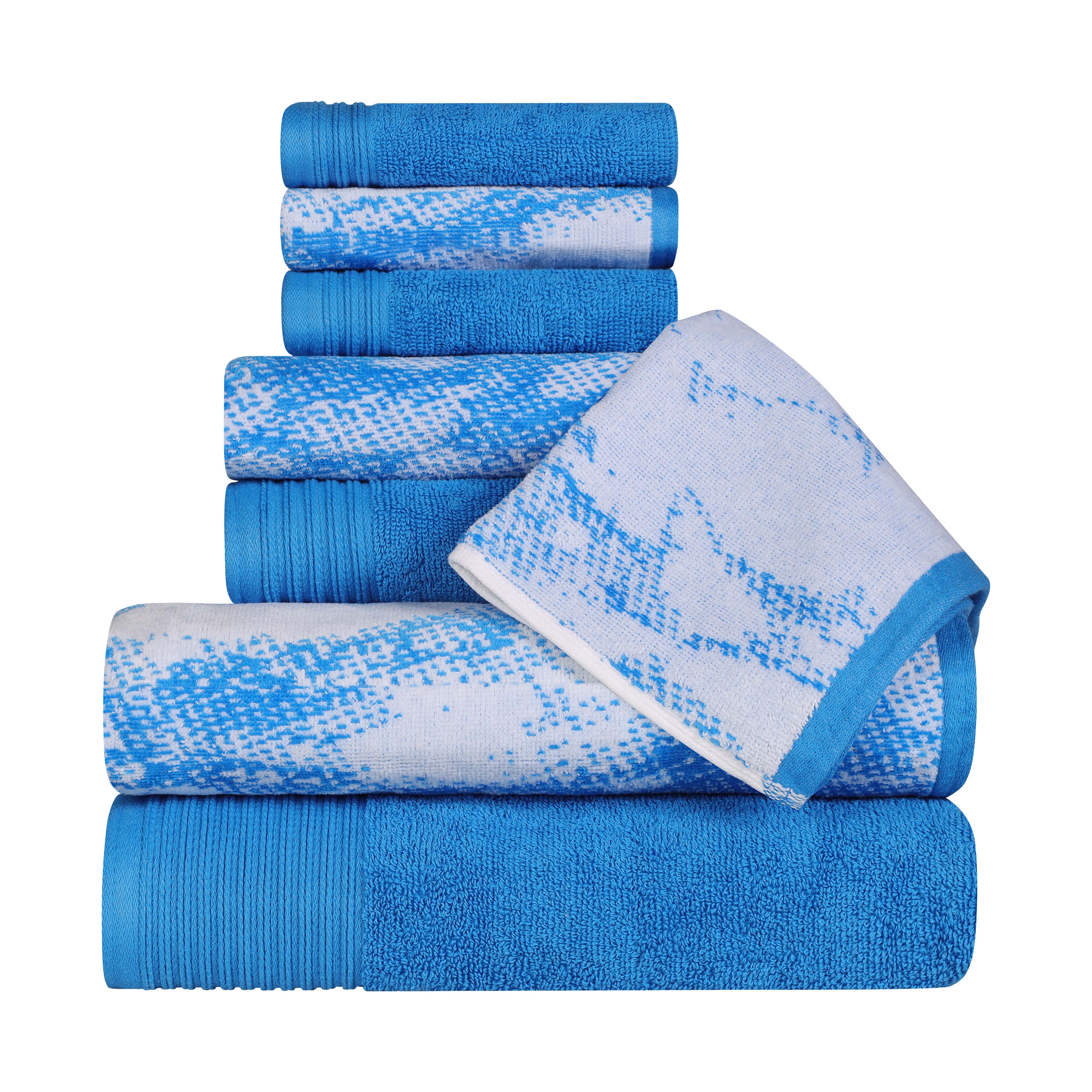 Premium 8-Piece Cotton Quick-Drying Towel Set - Solid & Marble Patterns for Bath, Beach, Gym, and Spa | Ultra Absorbent & Soft Bath Towels for Home & Travel