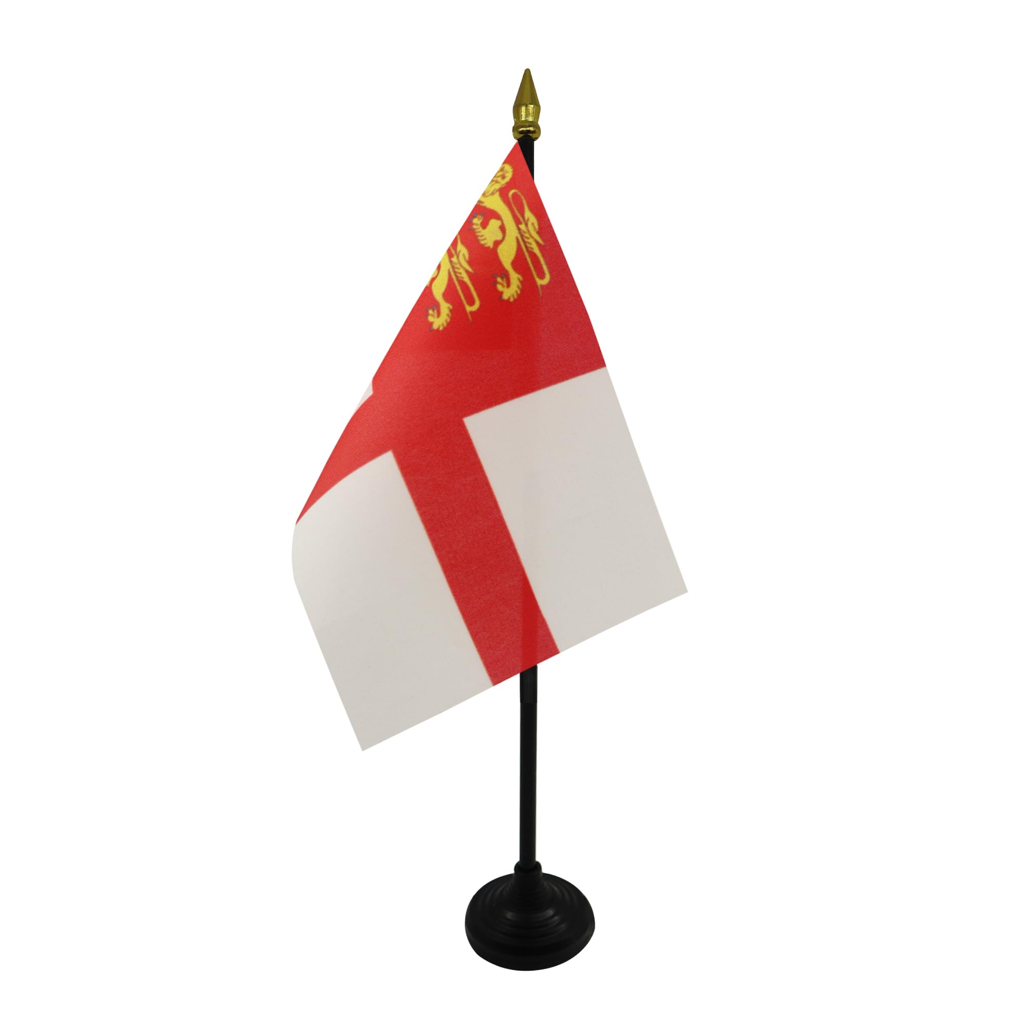 AZ FLAG Sark Island Mini Desk Flag 4'' x 6'' (10 x 15 cm) - 100% Polyester Guernsey Office Banner with 10'' Golden Spear Pole - Perfect for Home, Office Decor & International Events
