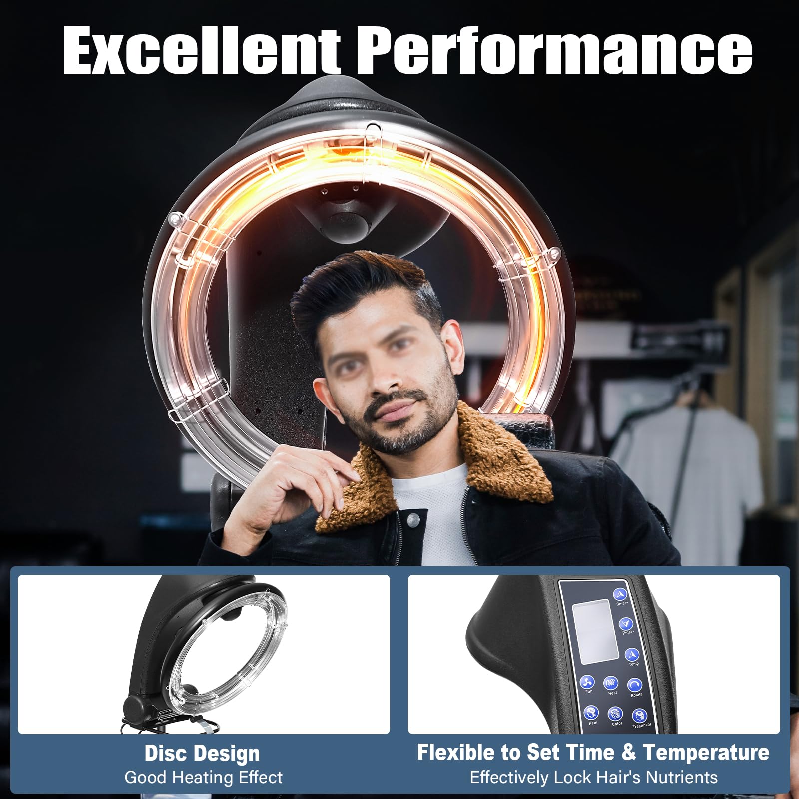 3 in 1 Hooded Hair Dryer - Professional Orbiting Infrared Stand Hair Dryer 110V 950W with Adjustable Temperature for Salon & Home Use - Perfect for Styling, Drying & Setting Hair