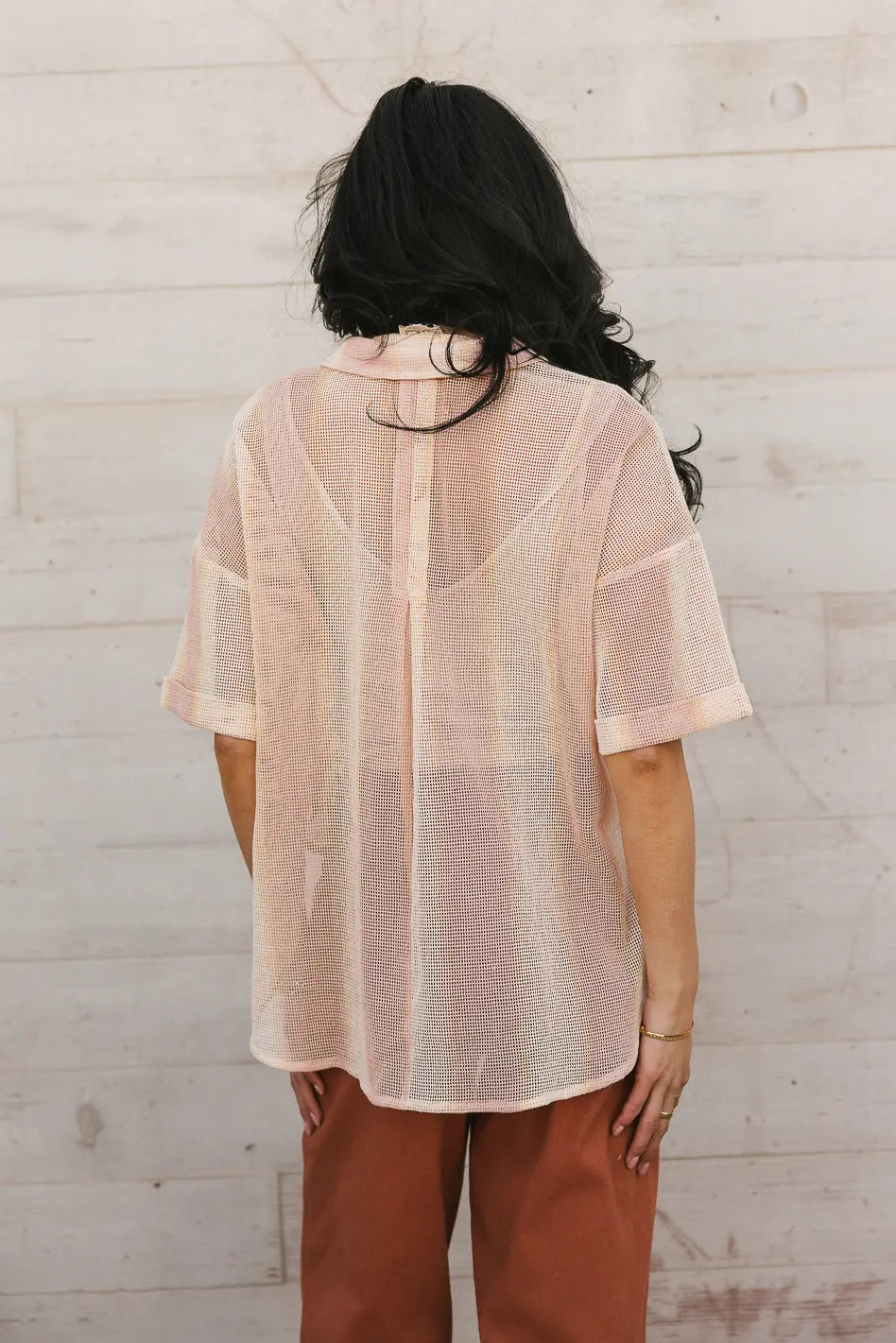 Astrid Mesh Button Up Shirt - Women's Fashion Blouse for Casual & Party Wear - Final Sale