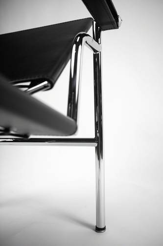Le Corbusier LC1 Basculant Sling Chair - Genuine Black Leather Modern Lounge Chair for Living Room, Office & Reading Nook
