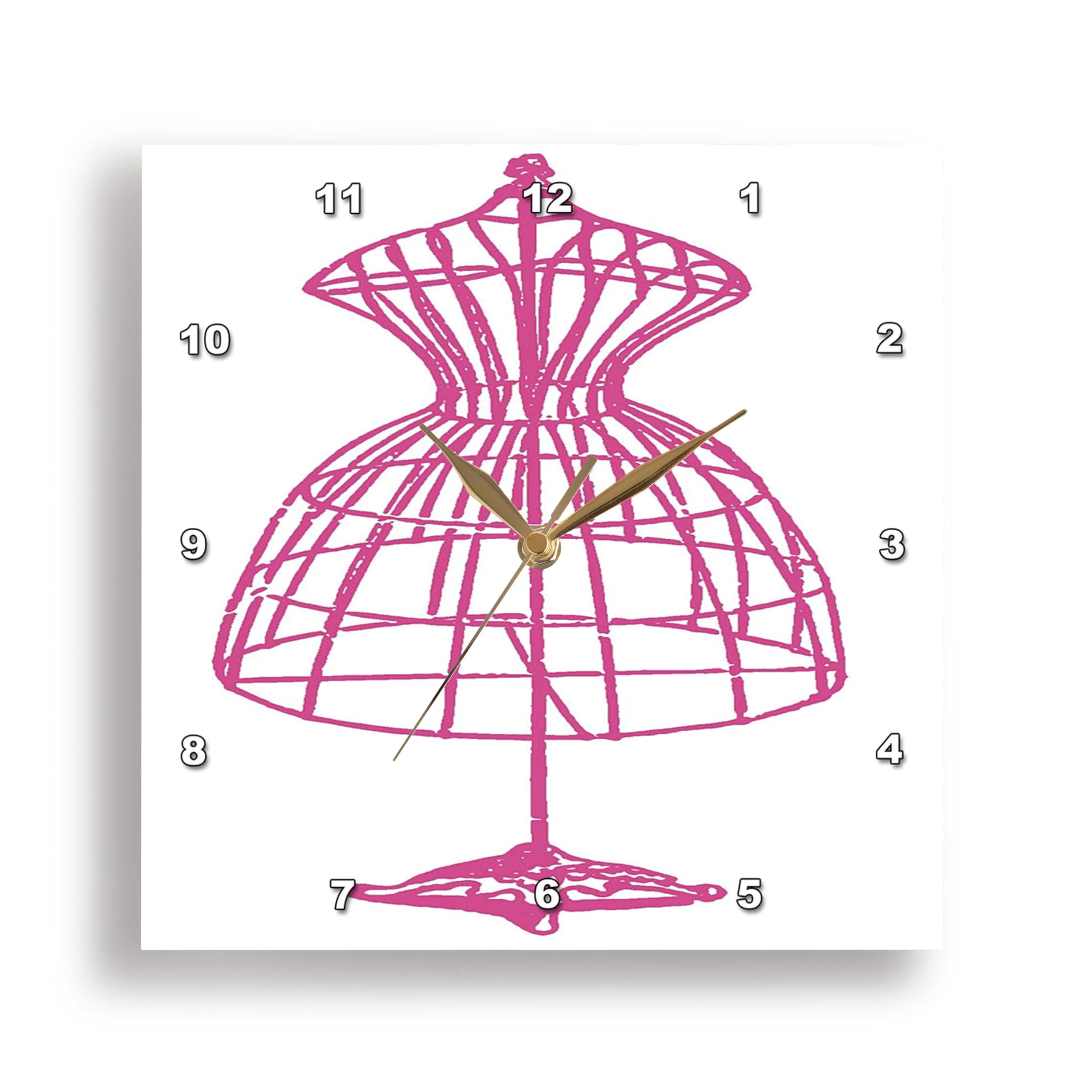 3D Rose Pink Dress Form Wall Clock - 10 x 10 Inch Stylish Home Decor for Bedroom, Living Room & Office | Unique Fashion-Inspired Timepiece for Women & Girls