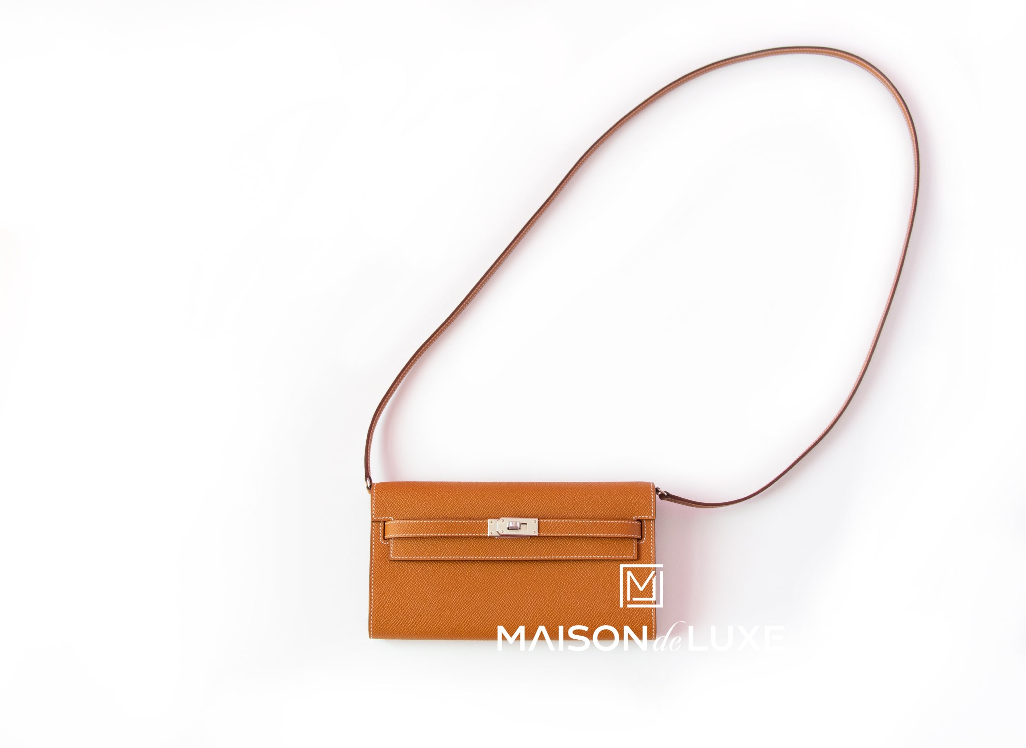 Hermes Kelly To Go Wallet in Gold Epsom Leather with Palladium Hardware - Luxury Crossbody Bag for Women, Perfect for Parties, Travel & Everyday Use