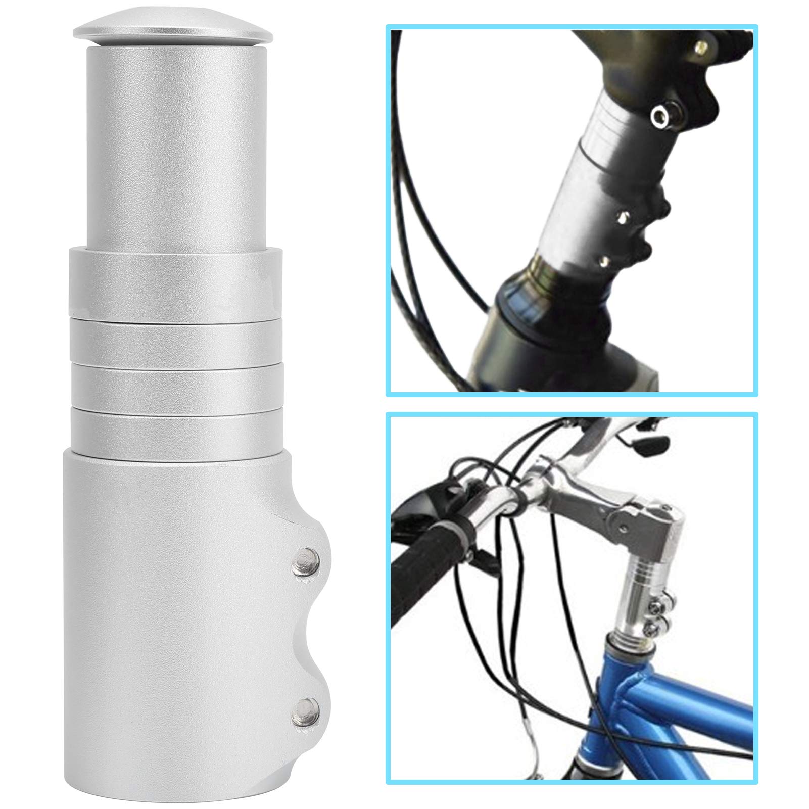 Bike Stem Riser - Stable Performance Aluminum Alloy Handlebar Adapter, Corrosion-Resistant & Easy Install for Road/Mountain Bikes - Perfect for Commuting & Off-Road Cycling (Silver)