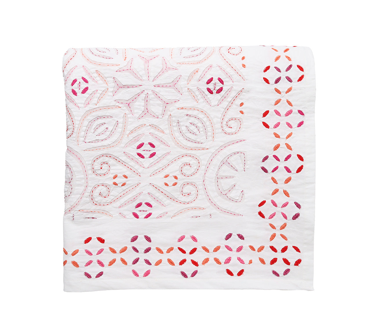 Premium Malta Tablecloth Set - White, Pink & Orange Floral Design for Dining Room, Kitchen, Party & Outdoor Decor