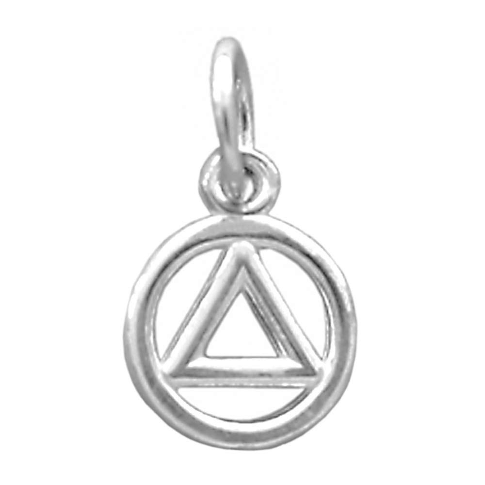 Alcoholics Anonymous (AA) Symbol Sterling Silver Pendant - Small Circle Triangle AA Necklace for Recovery & Sobriety Support | Spiritual Gift for 12-Step Programs