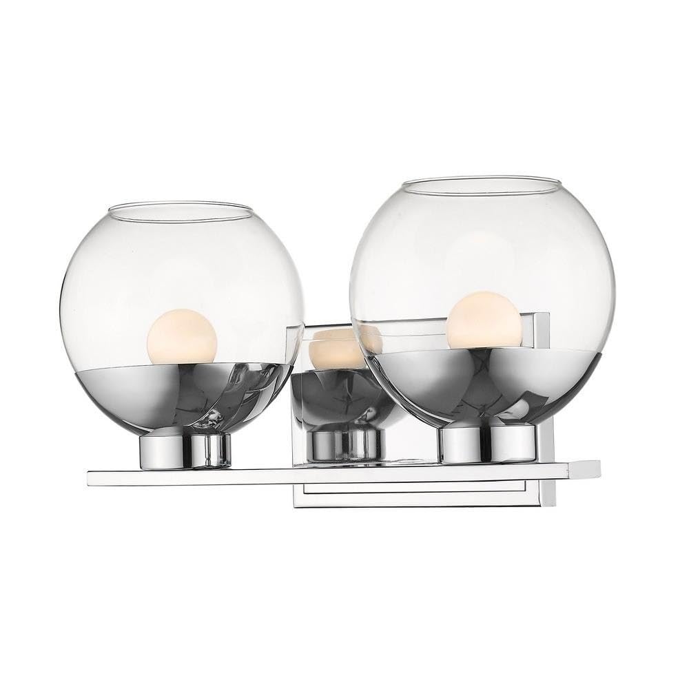 Z-Lite 1924-2V-CH-LED 2-Light Chrome Vanity Light Fixture for Bathroom & Dressing Room Makeup Mirror Lighting
