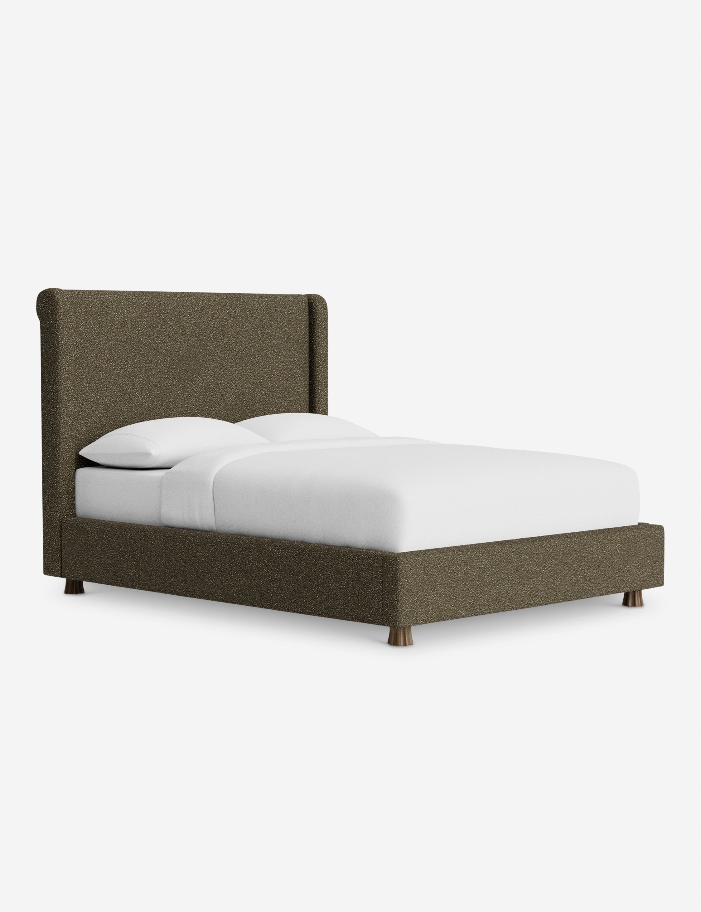 DOMINIQUE Platform Bed Frame by DISC Interiors - Modern Minimalist Wooden Bed with Upholstered Headboard | Perfect for Master Bedroom, Guest Room & Loft Apartments