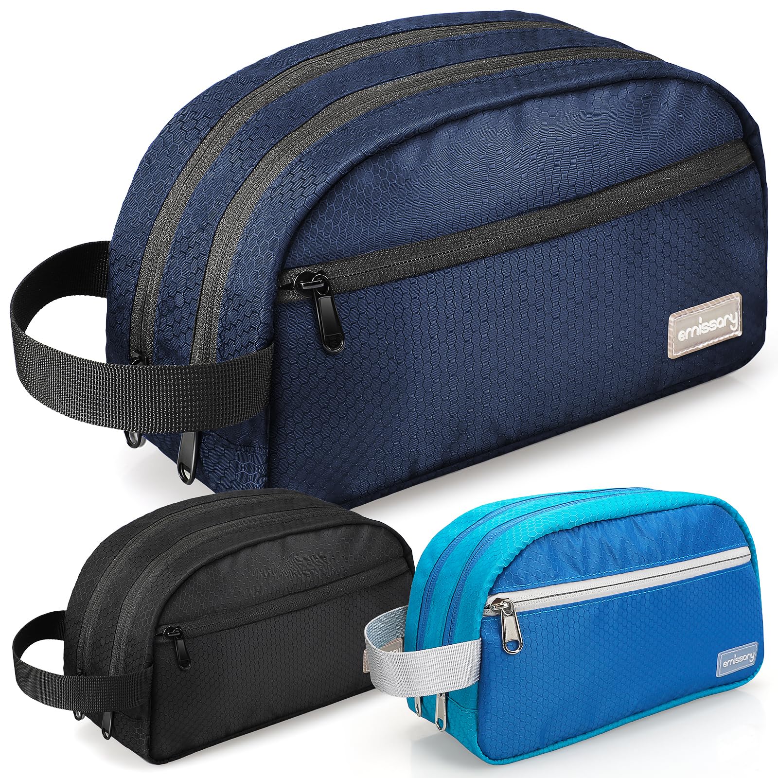Premium Nylon Men's Toiletry Bag - Large Waterproof Travel Shower Bag for Men & Women - Durable Dopp Kit with Water-Resistant Blue Finish - Ideal for Camping, Gym, Business Trips & Vacation Essentials Organization
