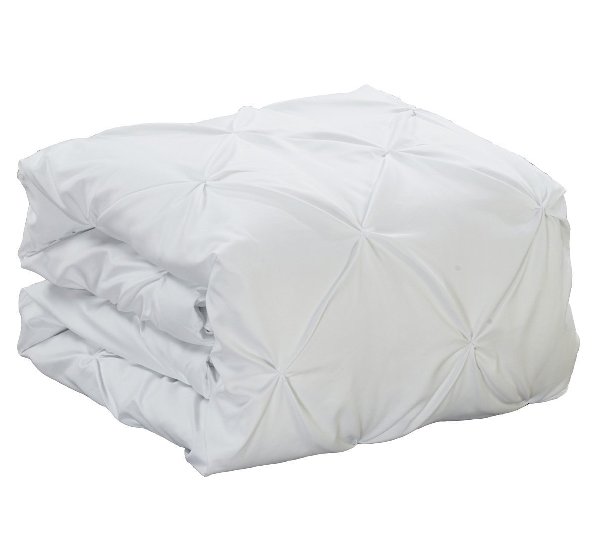 Oxford-Decorative Pinch Pleat California King 4PC Comforter Set - Luxury Bedding Collection in White for Master Bedroom & Guest Room Decor