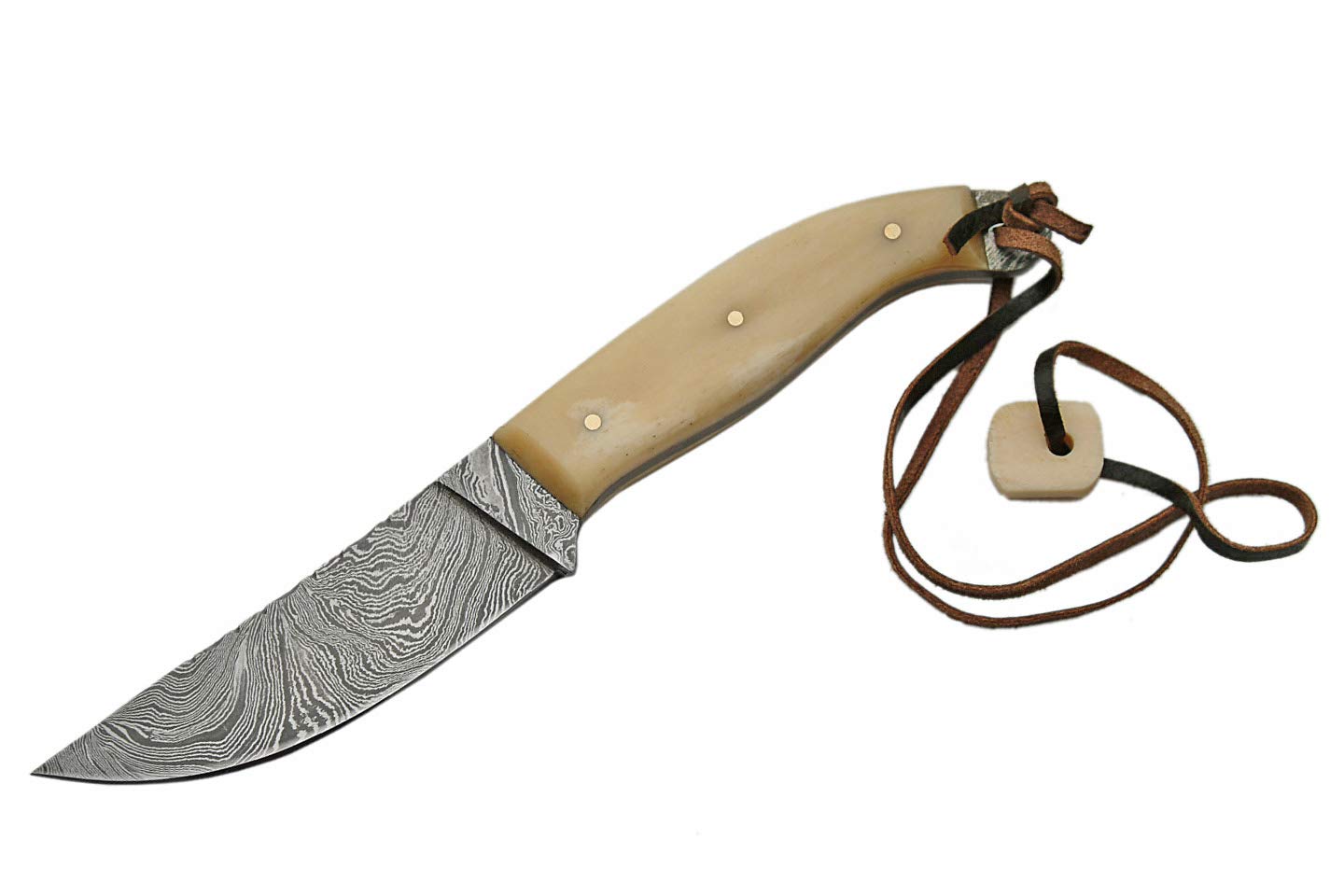 Premium Damascus Steel Skinner Knife - Hunting, Camping & Outdoor Survival Tool - Szco Supplies Handcrafted Fixed Blade with Razor Sharp Edge for Skinning Game & Bushcraft