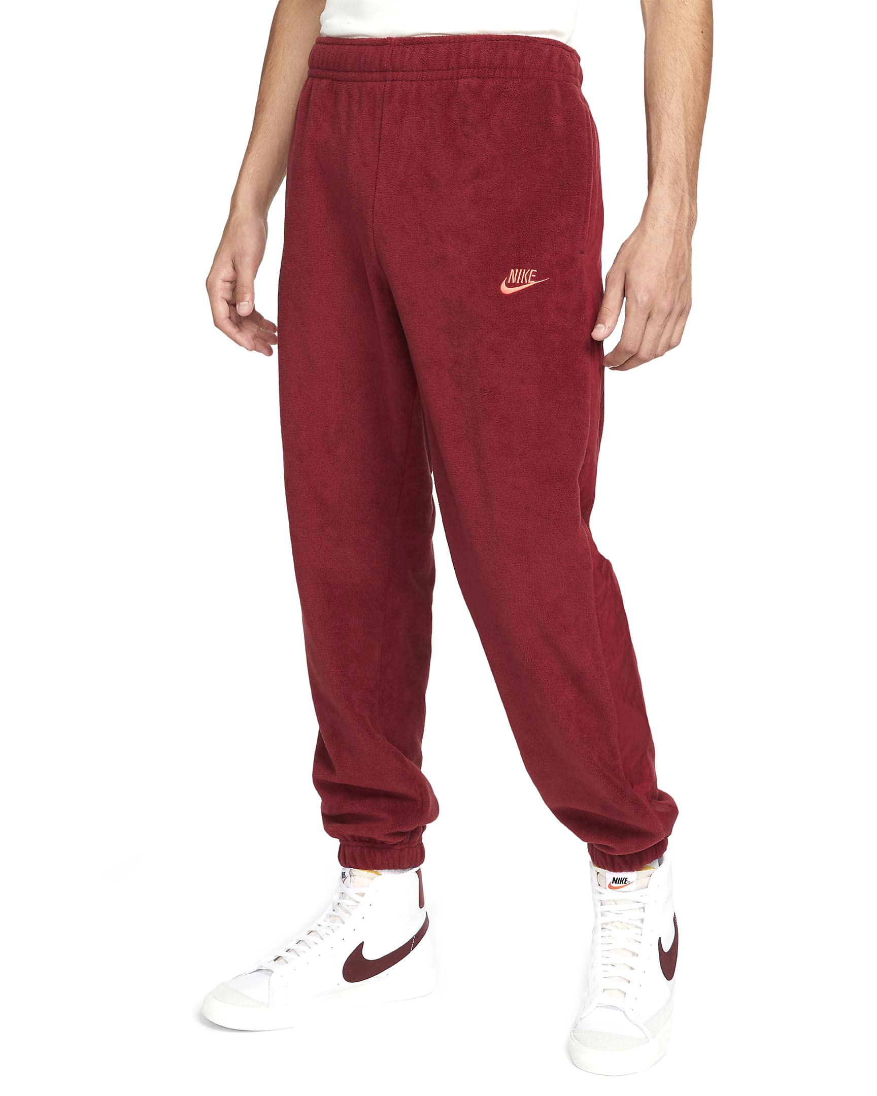 Nike Men's Team Red/Lobster Essentials Fleece Pants - Comfortable Athletic Joggers for Running, Gym & Lounge Wear