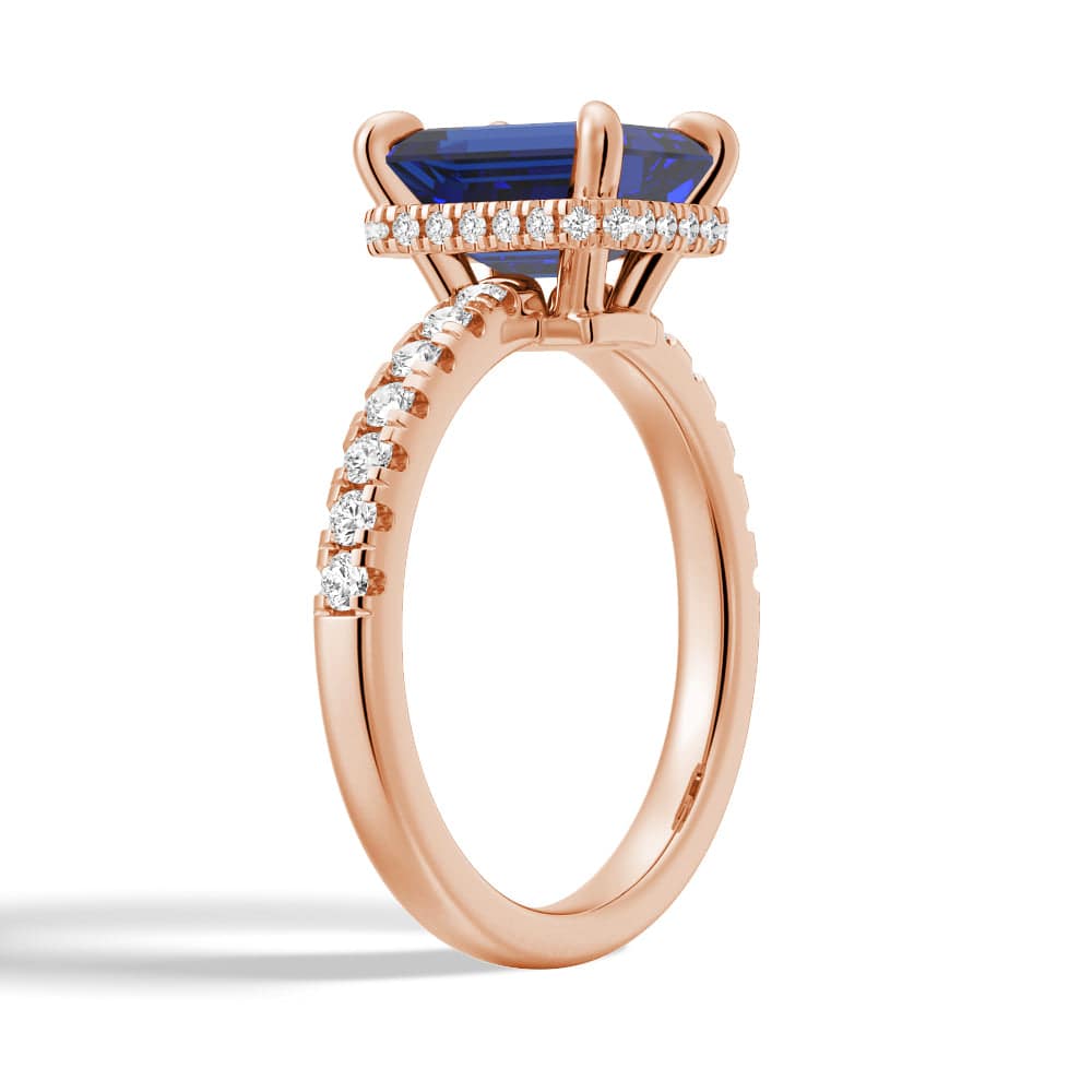Exquisite Emerald Cut Blue Sapphire & White Sapphire Ring for Women – Elegant Wedding, Engagement, Anniversary Gift – Perfect for Special Occasions
