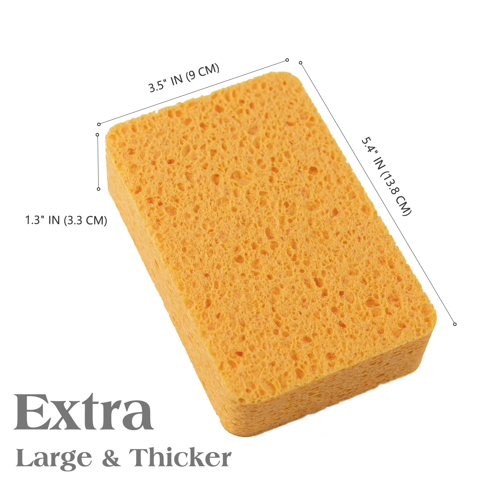 5.4 x 3.5 x 1.3 Inch Extra Large Thick Cellulose Sponge for Kitchen - Heavy Duty Dish Washing & Cleaning Sponges, Commercial Grade (4-Pack) - Perfect for Restaurants, Home Kitchens and Deep Cleaning Tasks