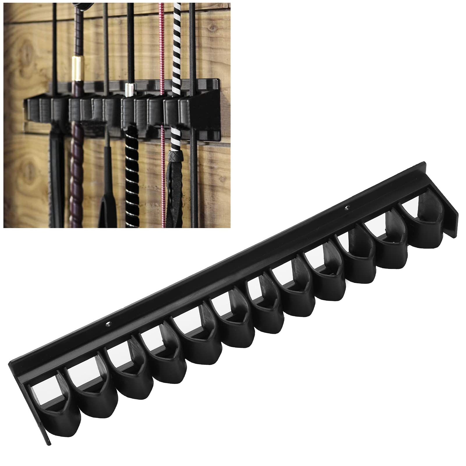 Plastic Horizontal Wall Mounted Whip Rack Holder - Horse Whip Organizer & Storage Hanger for Equestrian Gear | Perfect for Barns, Stables & Riding Arenas