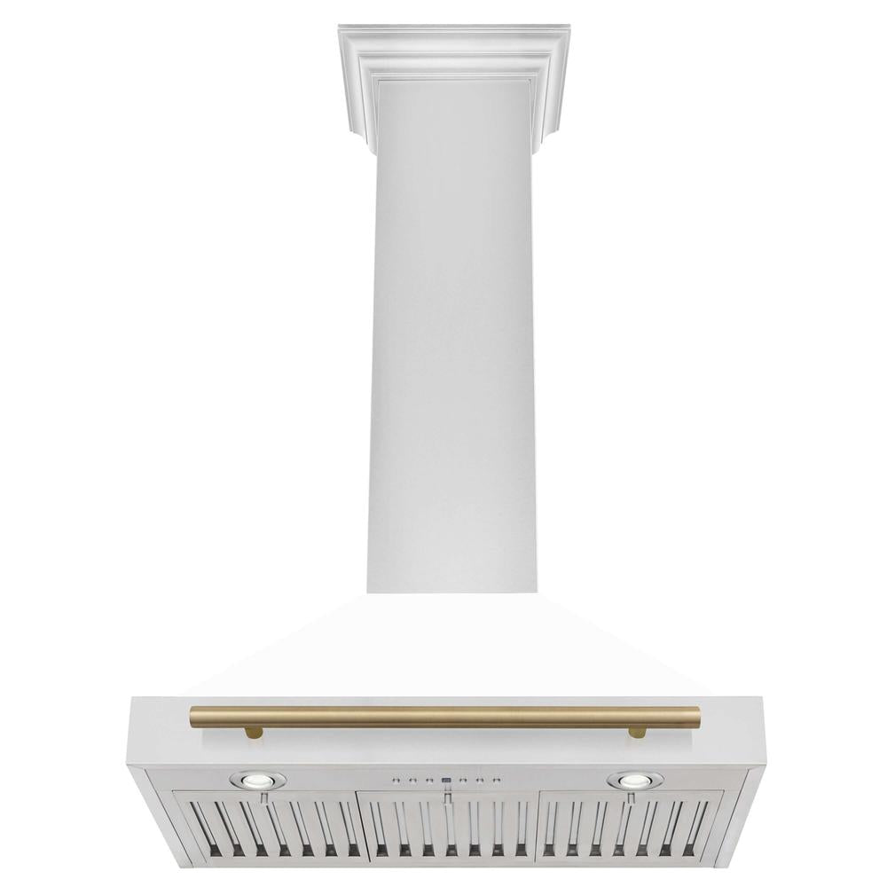 ZLINE KB4STZ WM30 30-Inch Convertible Stainless Steel Range Hood - White Matte Shell with Modern Accents | Powerful Kitchen Ventilation for Gas Stoves & Cooking Areas | Perfect for Home Chefs & Modern Kitchens