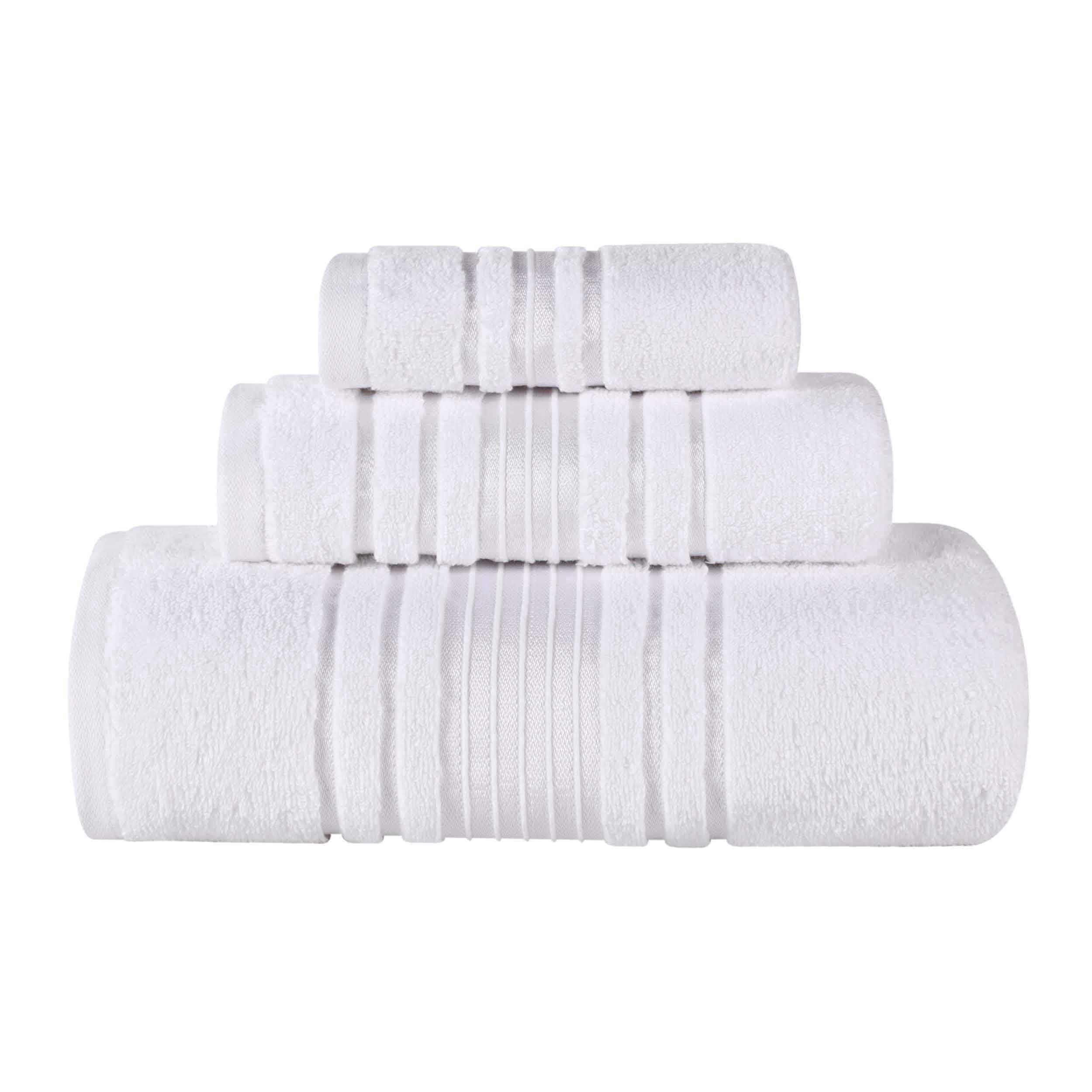 Premium Sadie Zero Twist Cotton 3-Piece Towel Set with Elegant Floral Motif - Ultra Soft & Absorbent Bath Towels for Spa, Guest Bathroom & Luxury Home Decor