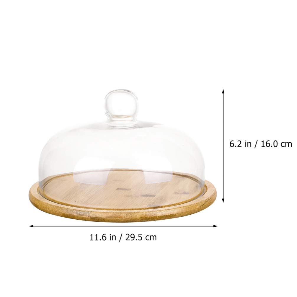 Glass Dome Cloche with Bamboo Base - 11.6
